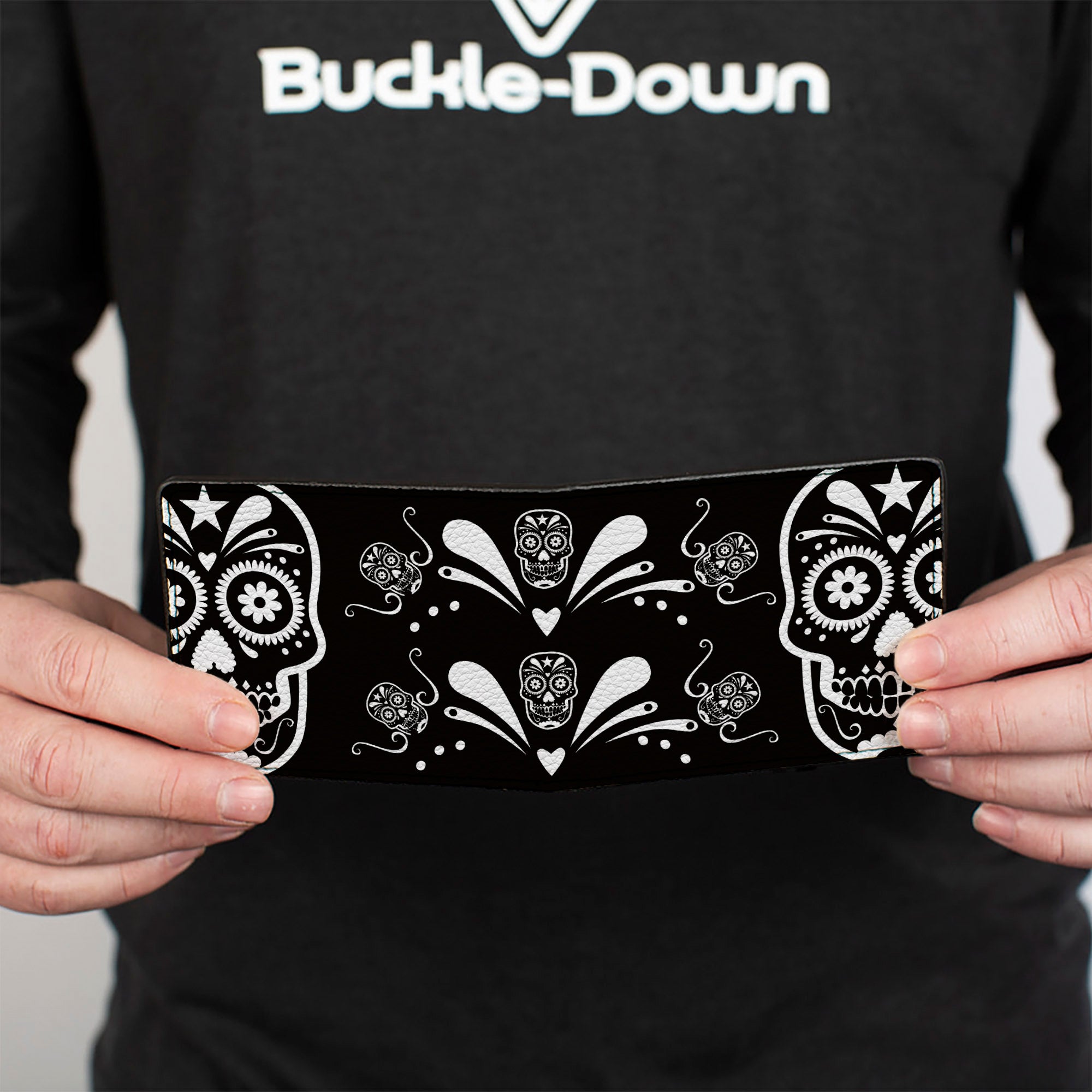 Bi-Fold Wallet - Sugar Skulls Black White Bi-Fold Wallets Buckle-Down