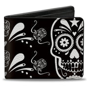 Bi-Fold Wallet - Sugar Skulls Black White Bi-Fold Wallets Buckle-Down
