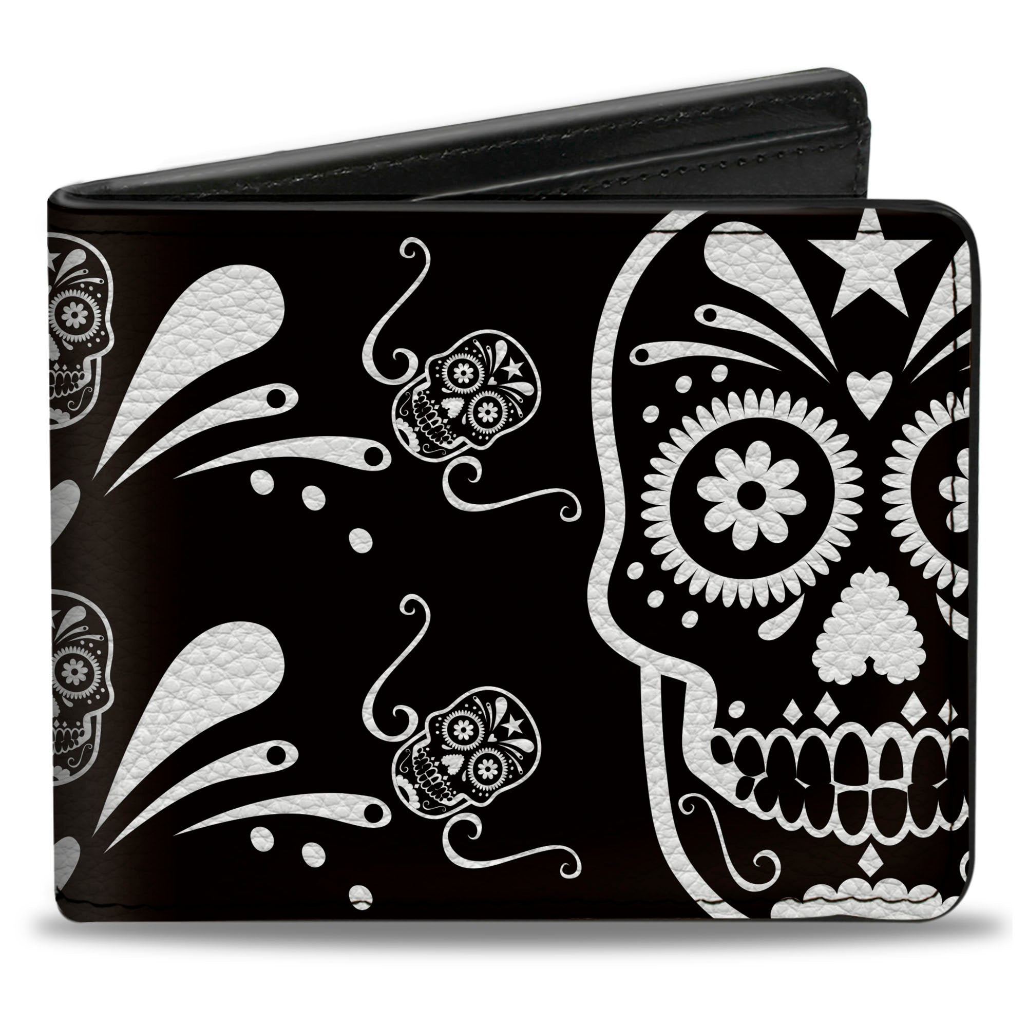 Bi-Fold Wallet - Sugar Skulls Black White Bi-Fold Wallets Buckle-Down