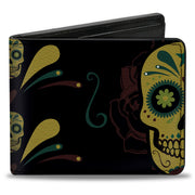Bi-Fold Wallet - Sugar Skulls Black Olive Burgundy Bi-Fold Wallets Buckle-Down