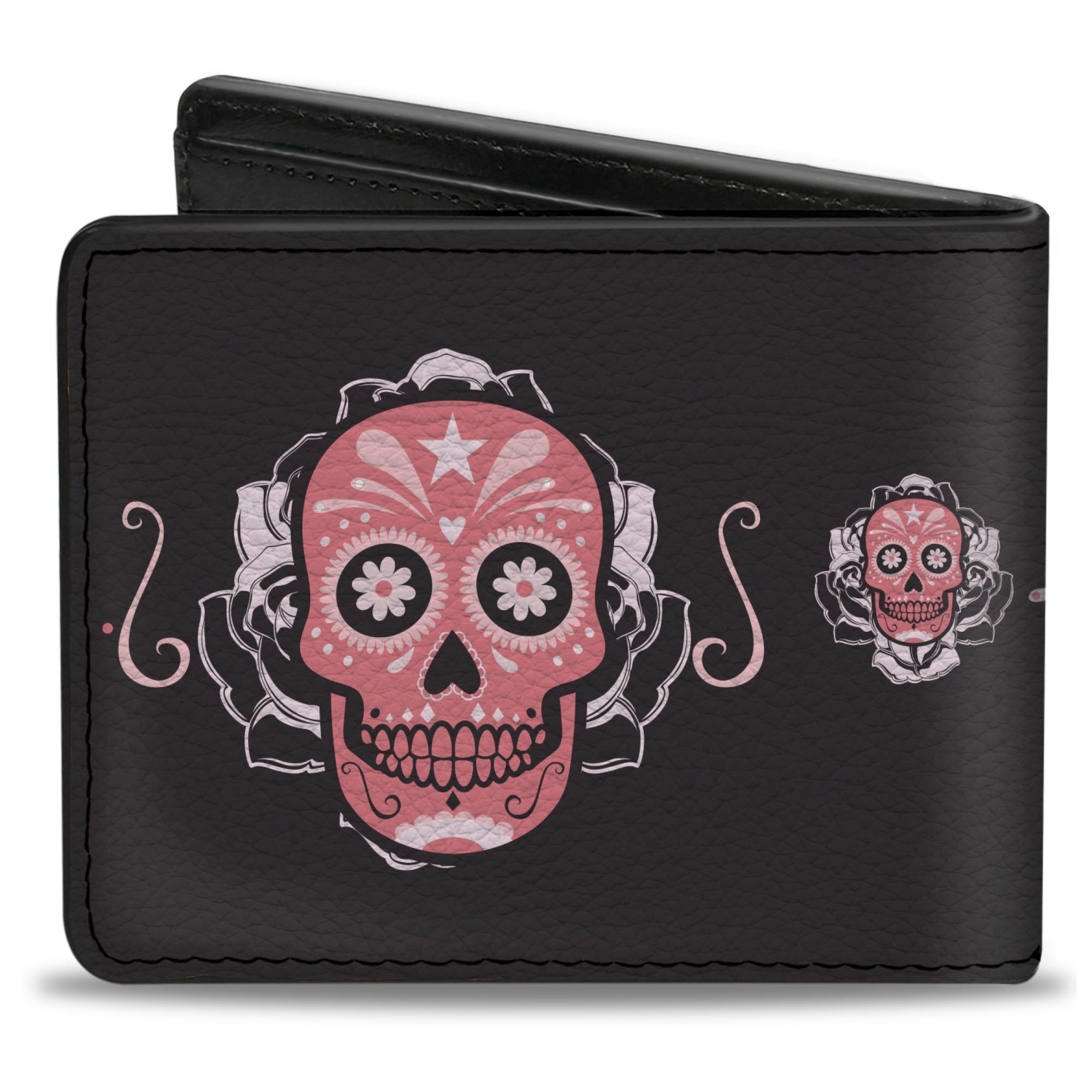 Bi-Fold Wallet - Sugar Skulls Gray Pink Bi-Fold Wallets Buckle-Down
