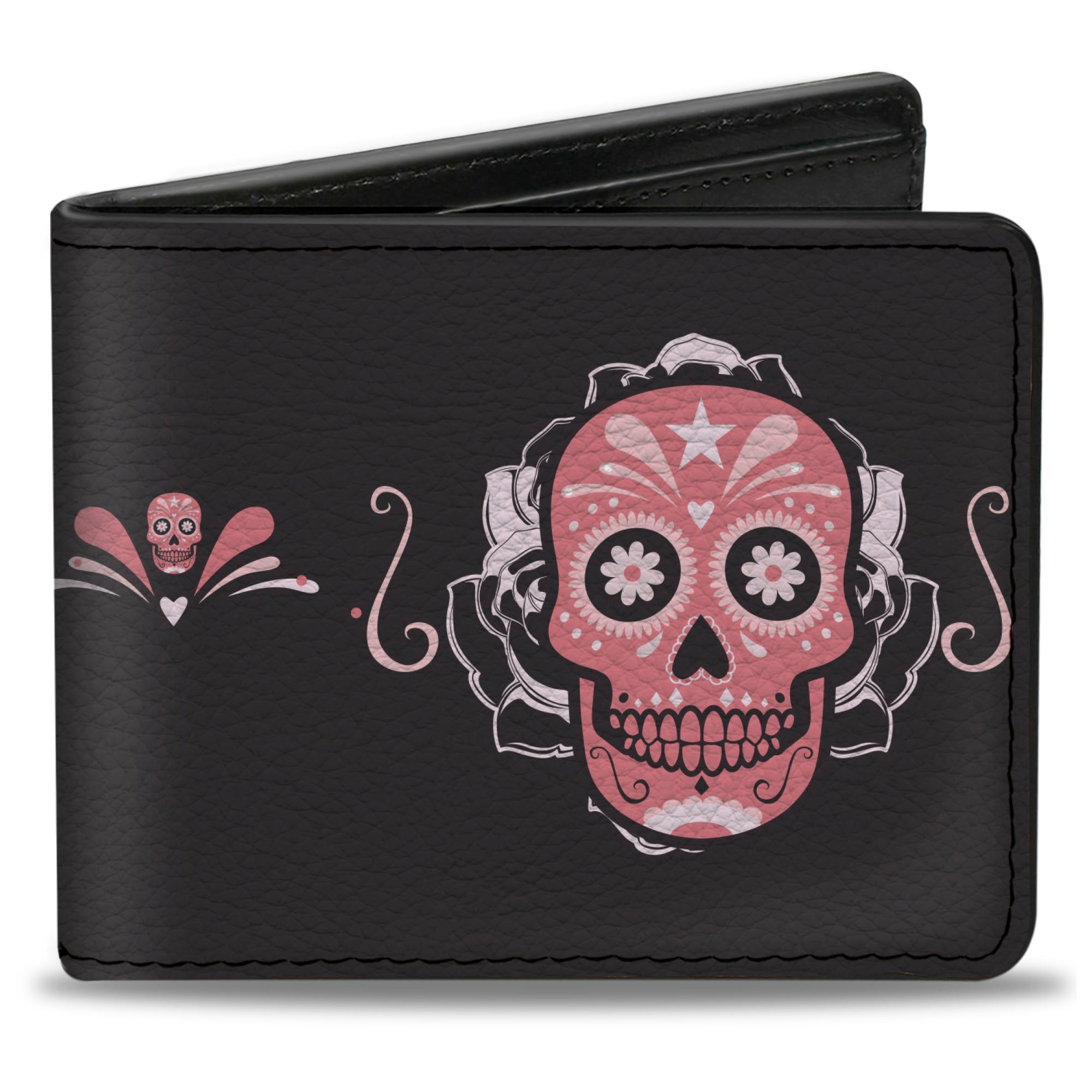 Bi-Fold Wallet - Sugar Skulls Gray Pink Bi-Fold Wallets Buckle-Down