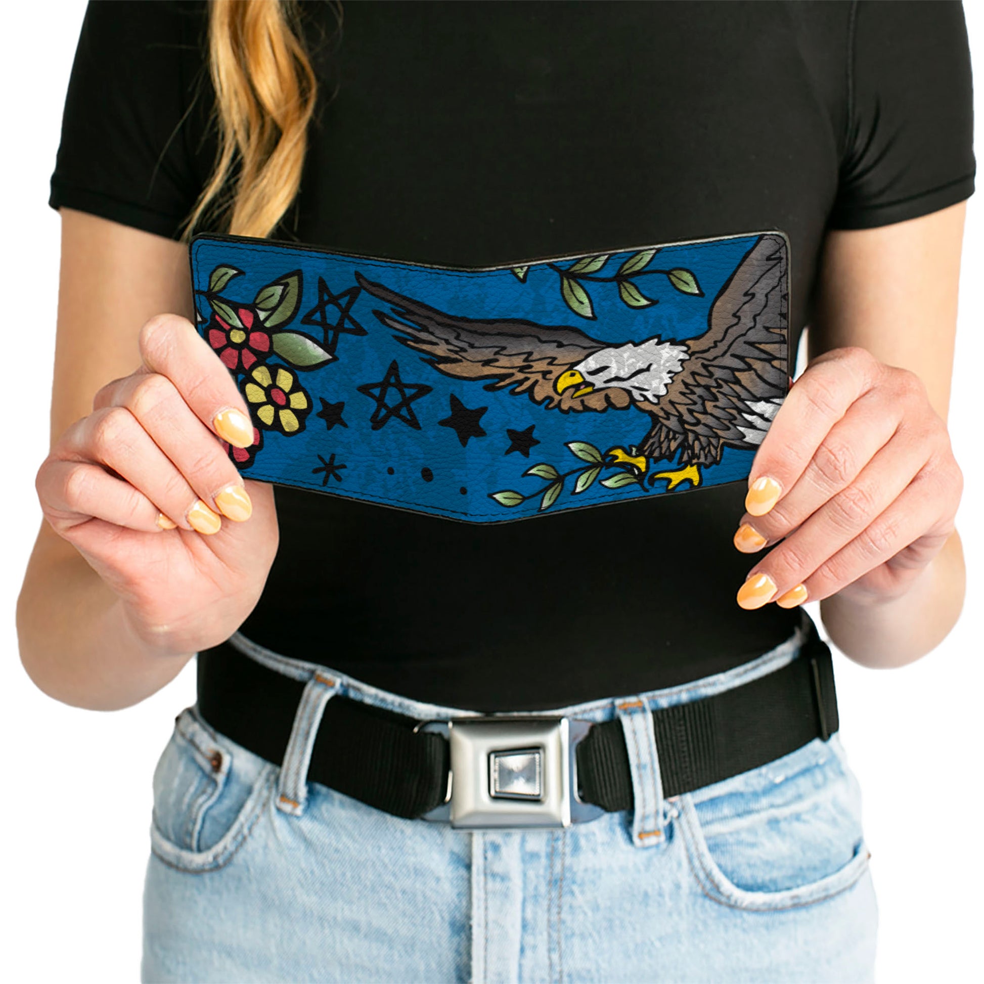 Bi-Fold Wallet - Truth and Justice CLOSE-UP Blue Bi-Fold Wallets Buckle-Down