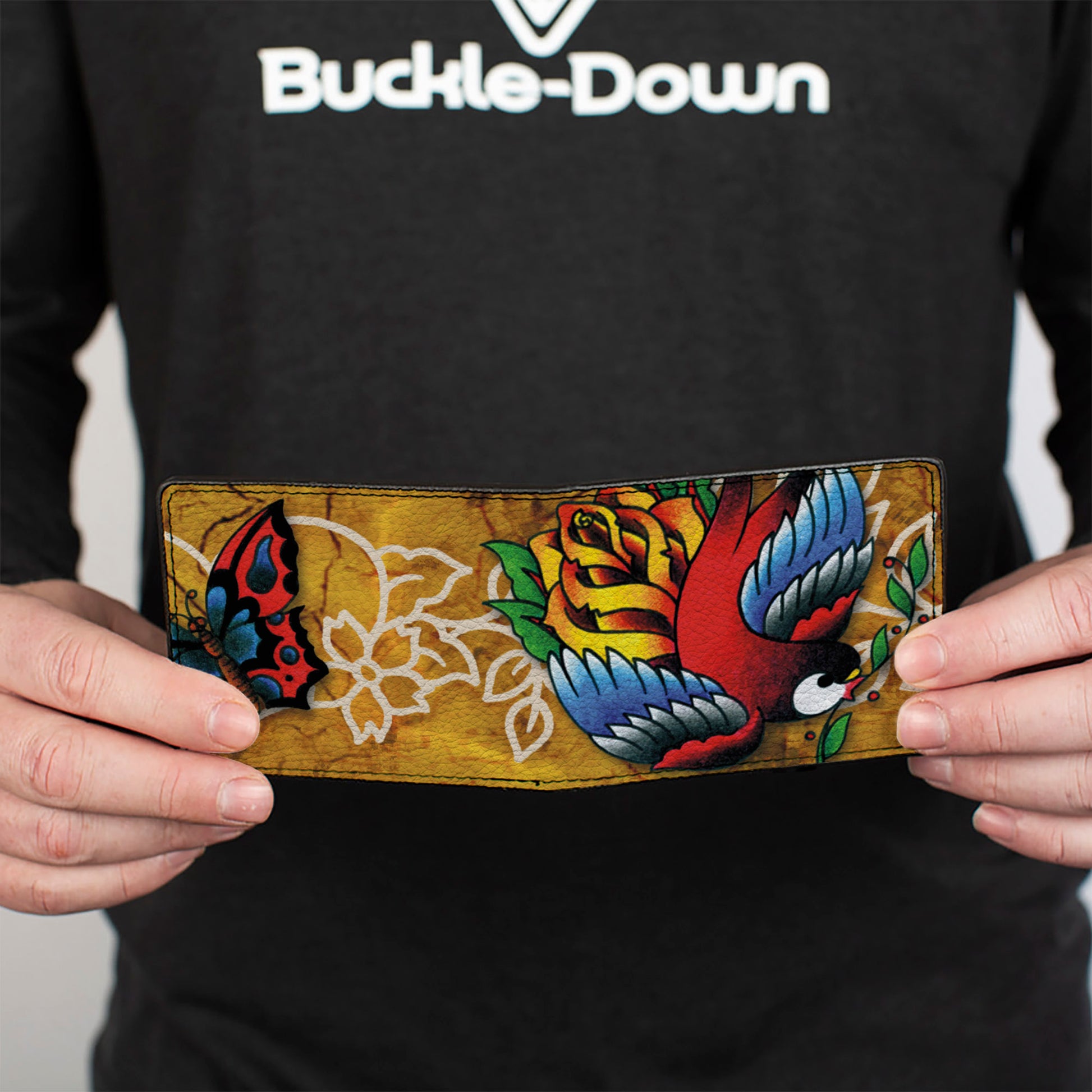 Bi-Fold Wallet - Tattoo Johnny-Bird & Rose Bi-Fold Wallets Tattoo Johnny