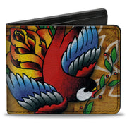 Bi-Fold Wallet - Tattoo Johnny-Bird & Rose Bi-Fold Wallets Tattoo Johnny