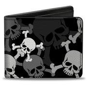 Bi-Fold Wallet - Top Skulls Stacked Black Gray White Bi-Fold Wallets Buckle-Down