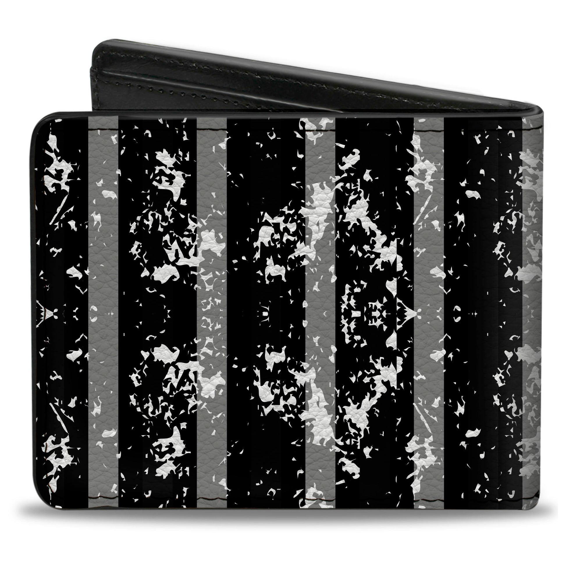 Bi-Fold Wallet - Vertical Stripes White Black Gray Bi-Fold Wallets Buckle-Down