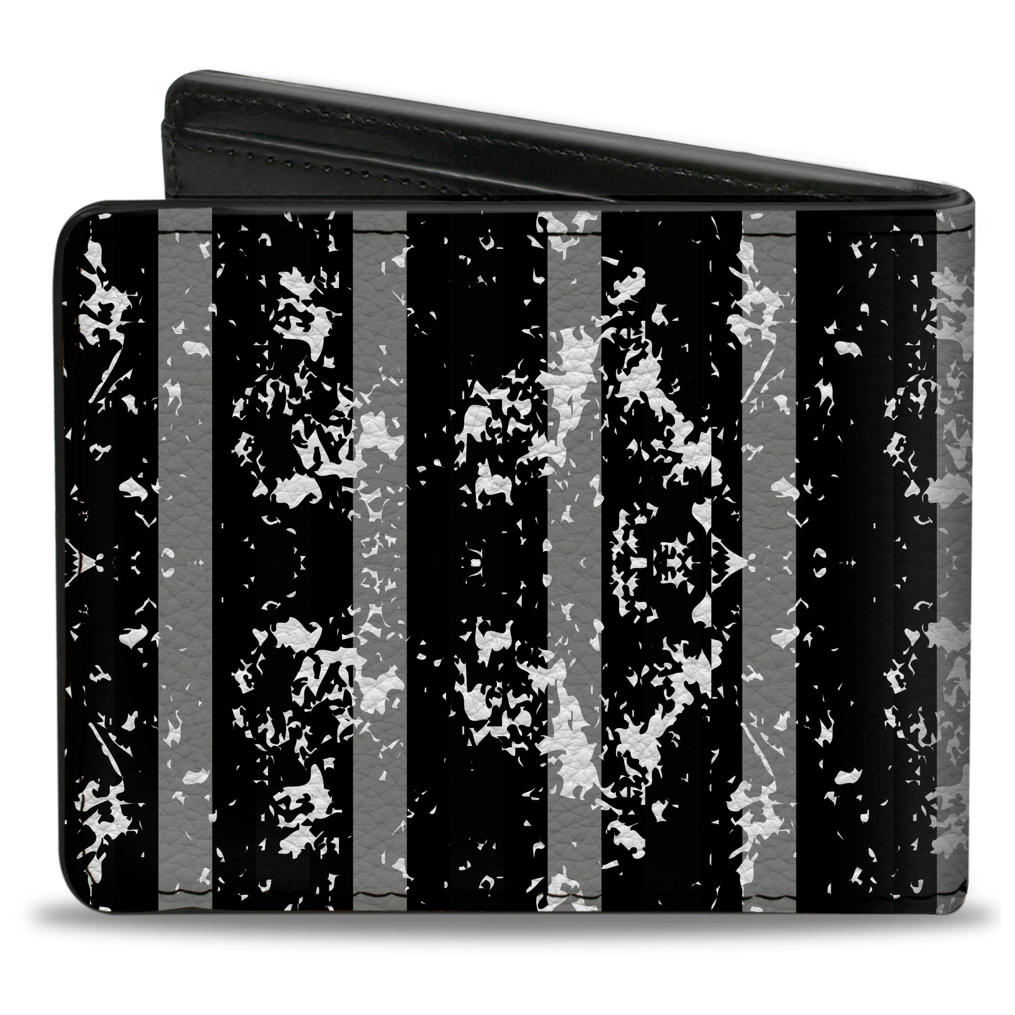 Bi-Fold Wallet - Vertical Stripes White Black Gray Bi-Fold Wallets Buckle-Down