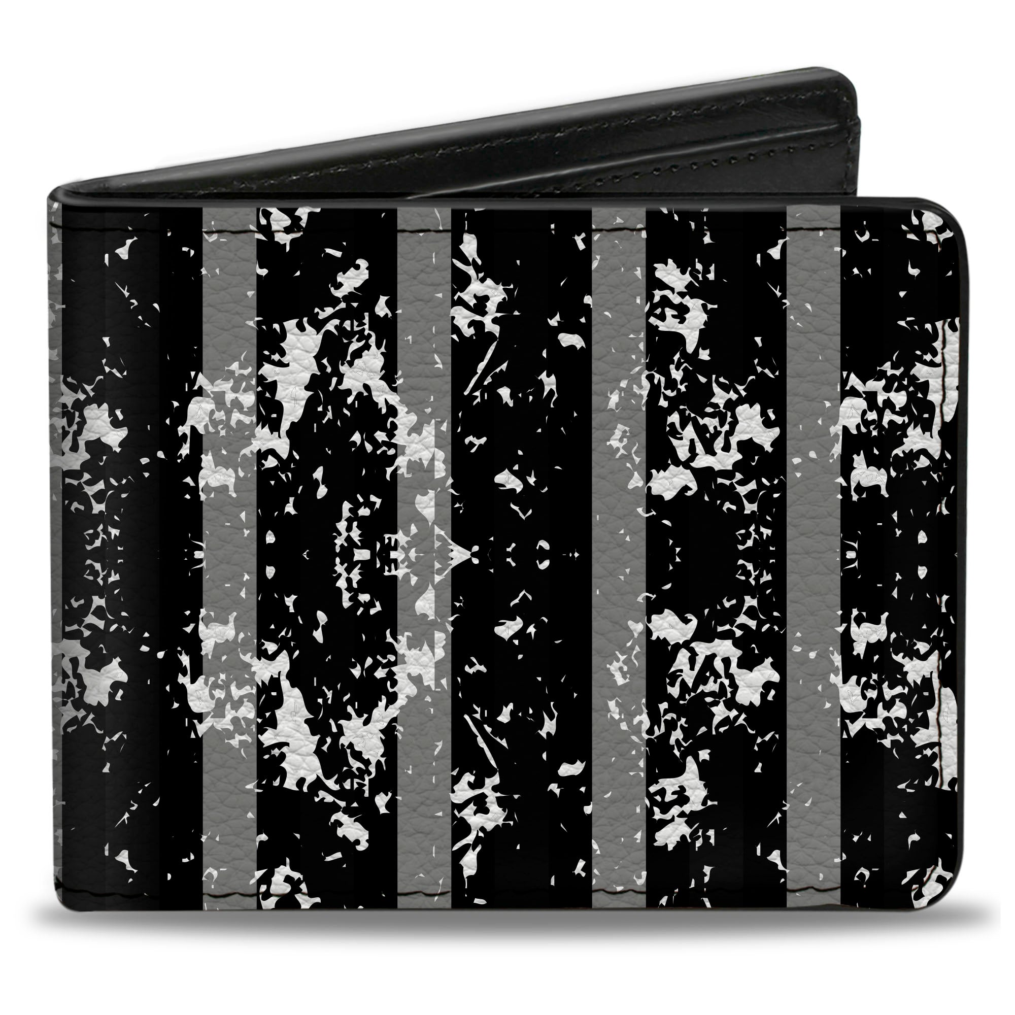 Bi-Fold Wallet - Vertical Stripes White Black Gray Bi-Fold Wallets Buckle-Down