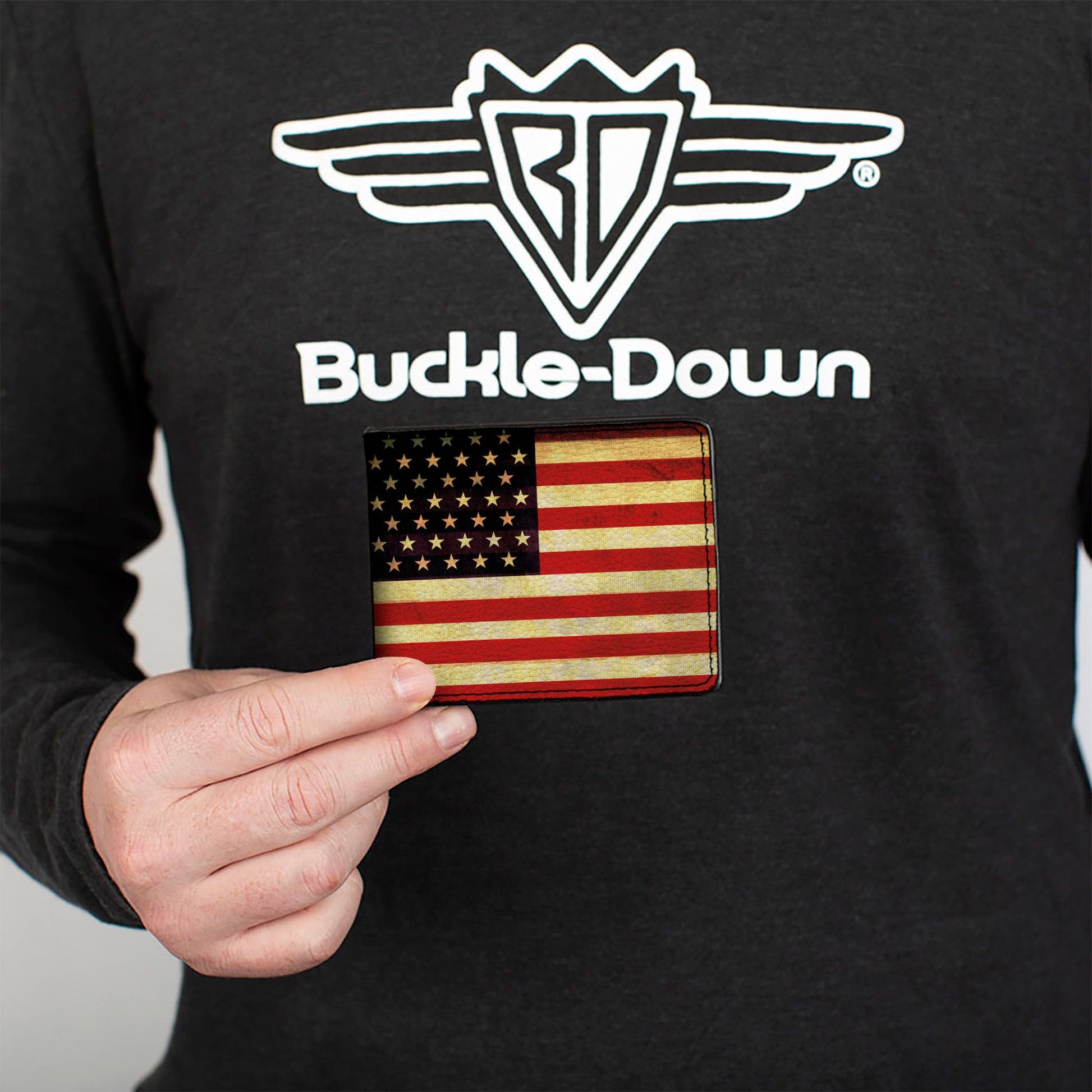 Bi-Fold Wallet - Vintage US Flag Repeat Bi-Fold Wallets Buckle-Down