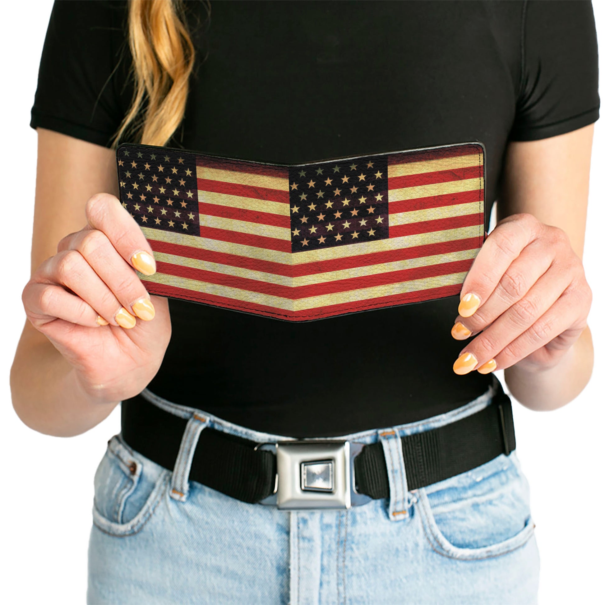 Bi-Fold Wallet - Vintage US Flag Repeat Bi-Fold Wallets Buckle-Down