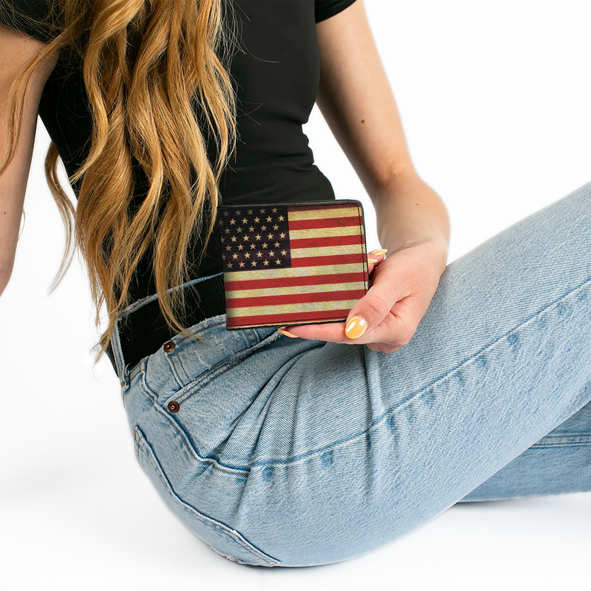 Bi-Fold Wallet - Vintage US Flag Repeat Bi-Fold Wallets Buckle-Down