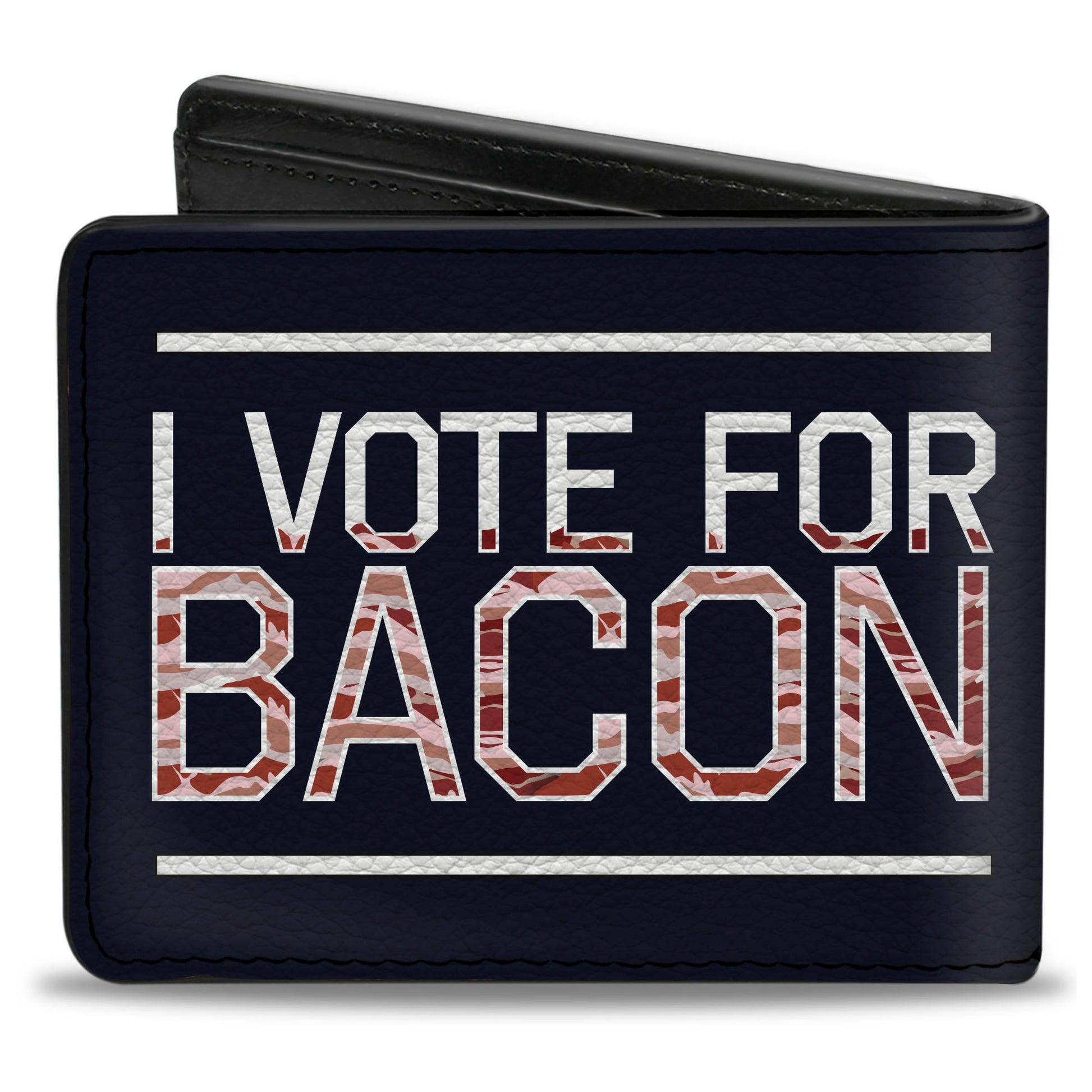 Bi-Fold Wallet - VOTE FOR BACON Black White Bacon Bi-Fold Wallets Buckle-Down