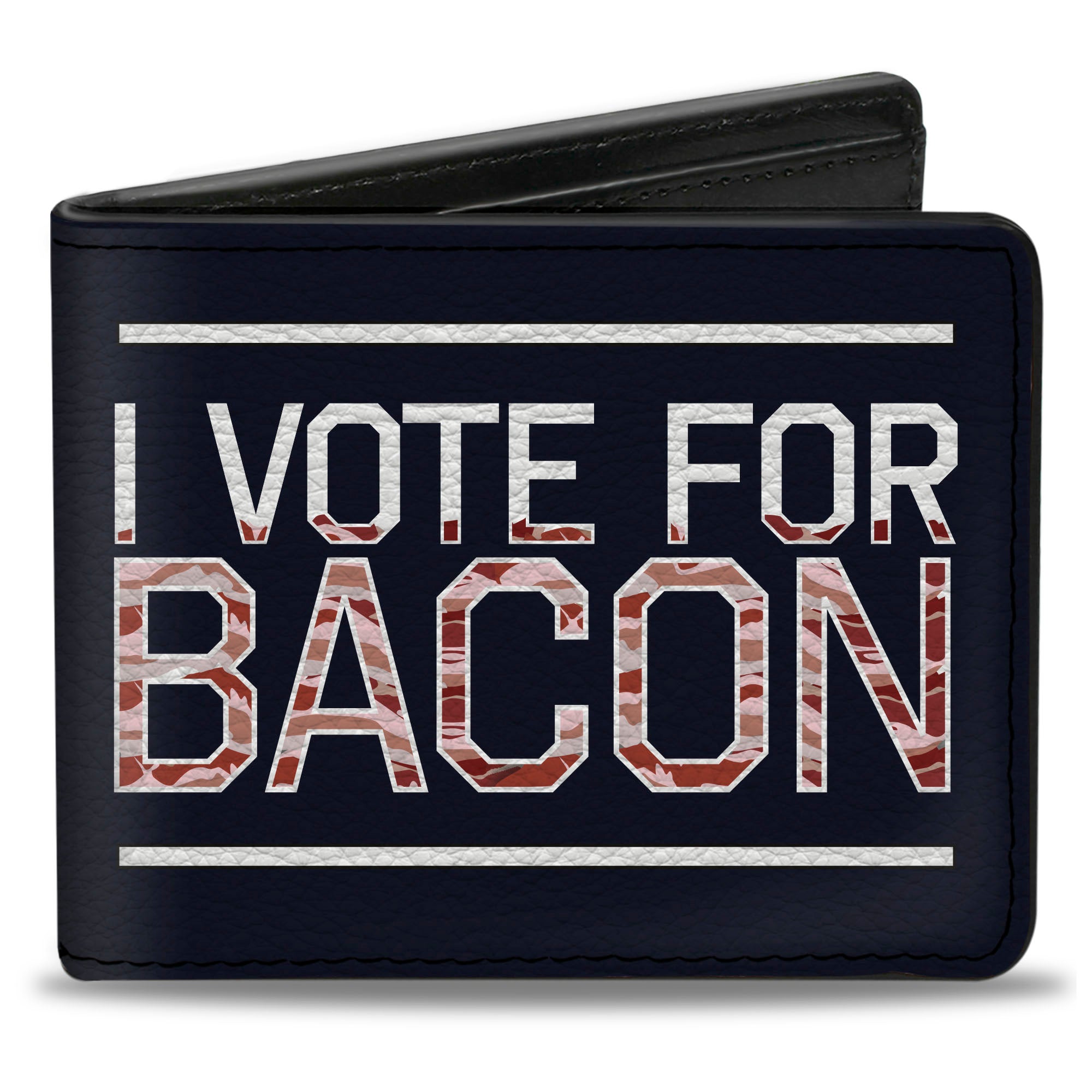 Bi-Fold Wallet - VOTE FOR BACON Black White Bacon Bi-Fold Wallets Buckle-Down