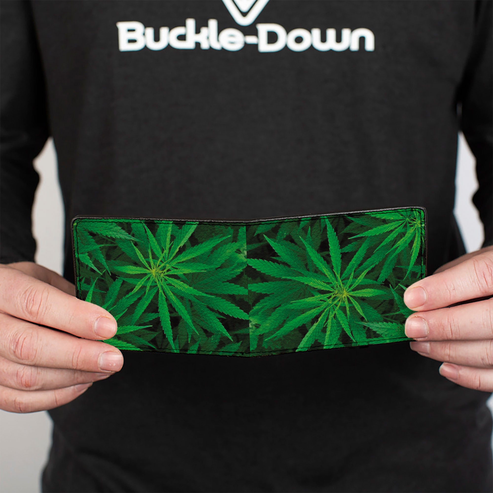 Bi-Fold Wallet - Vivid Marijuana Leaves Stacked Bi-Fold Wallets Buckle-Down