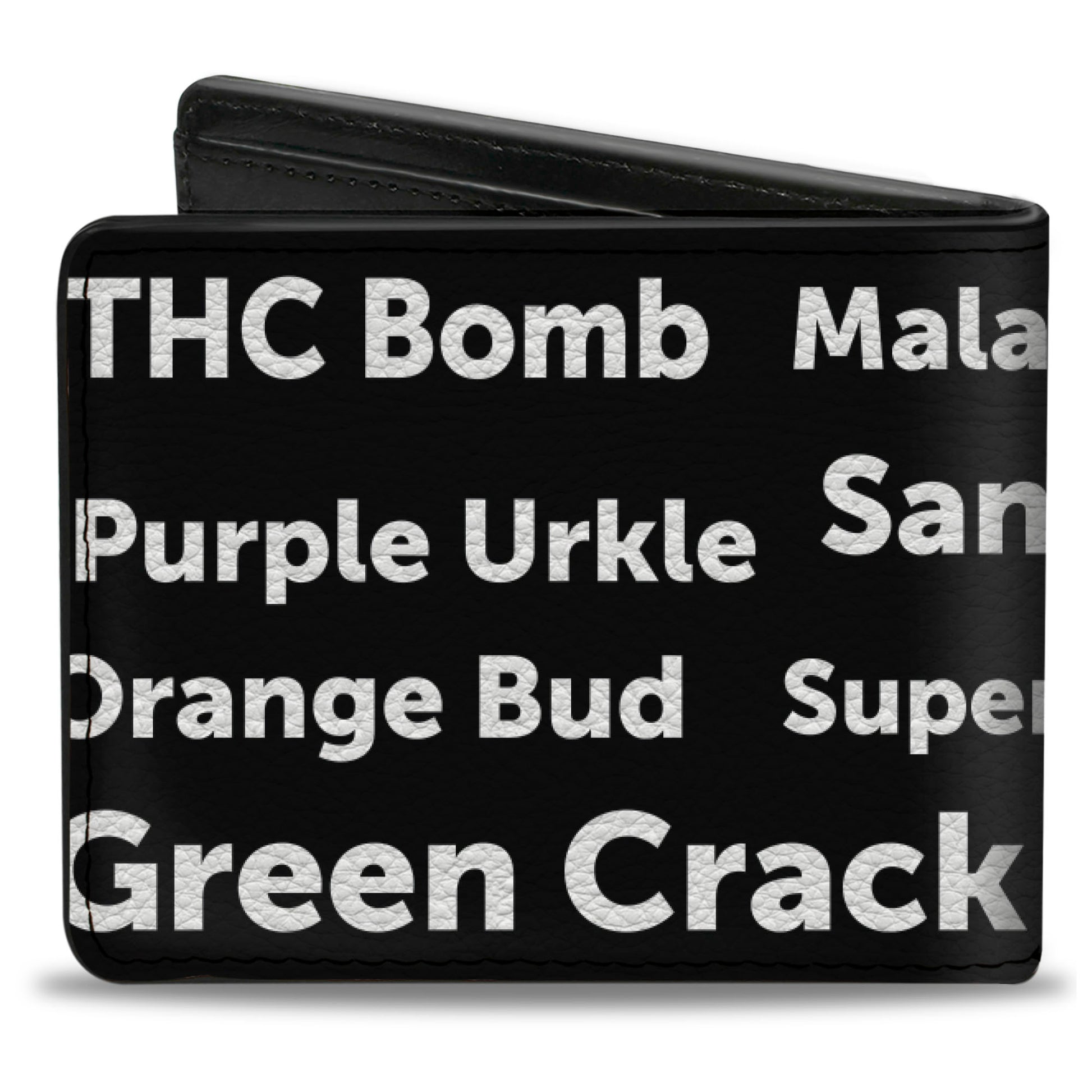 Bi-Fold Wallet - Verbiage Marijuana Strains Black White Bi-Fold Wallets Buckle-Down