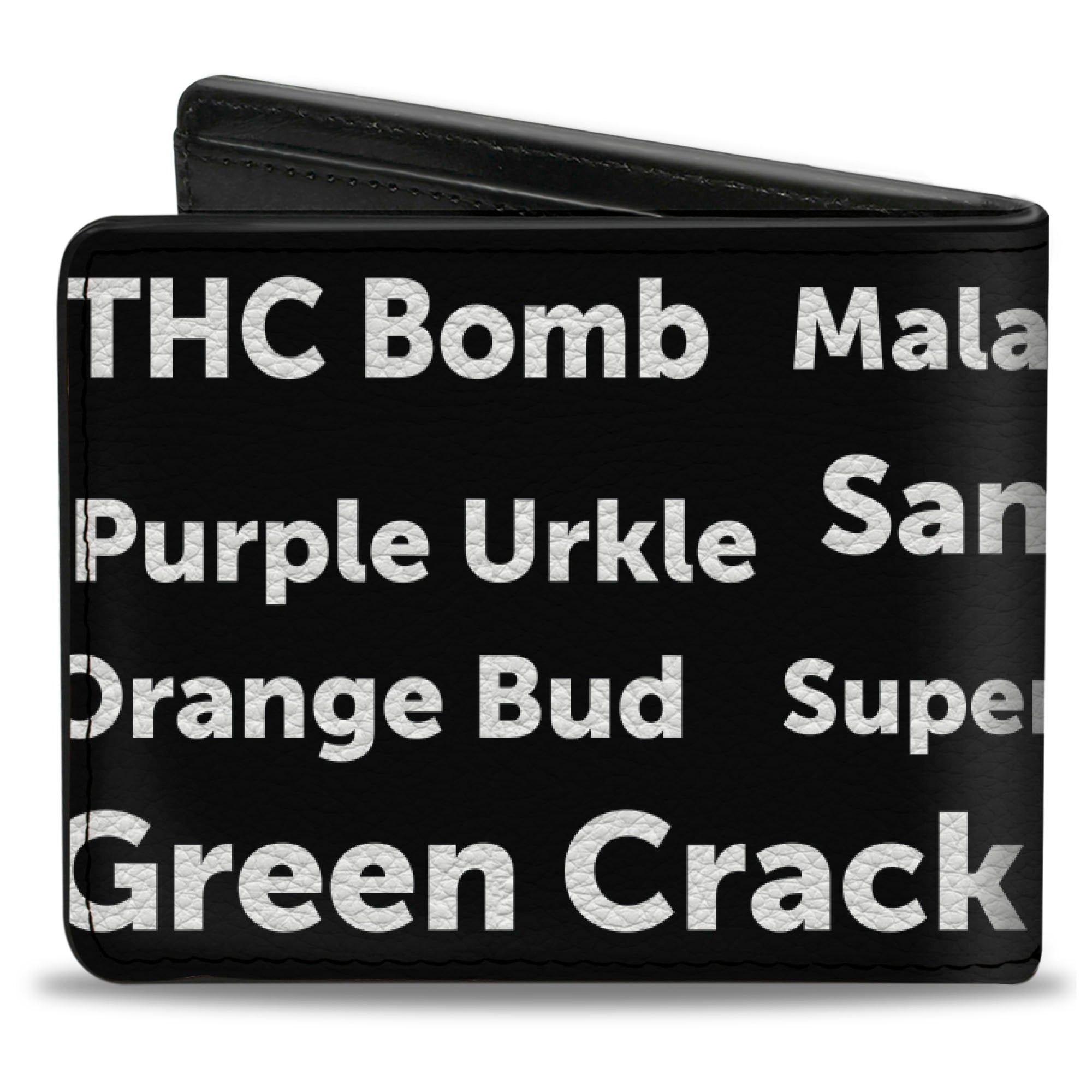 Bi-Fold Wallet - Verbiage Marijuana Strains Black White Bi-Fold Wallets Buckle-Down
