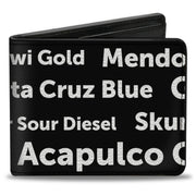 Bi-Fold Wallet - Verbiage Marijuana Strains Black White Bi-Fold Wallets Buckle-Down