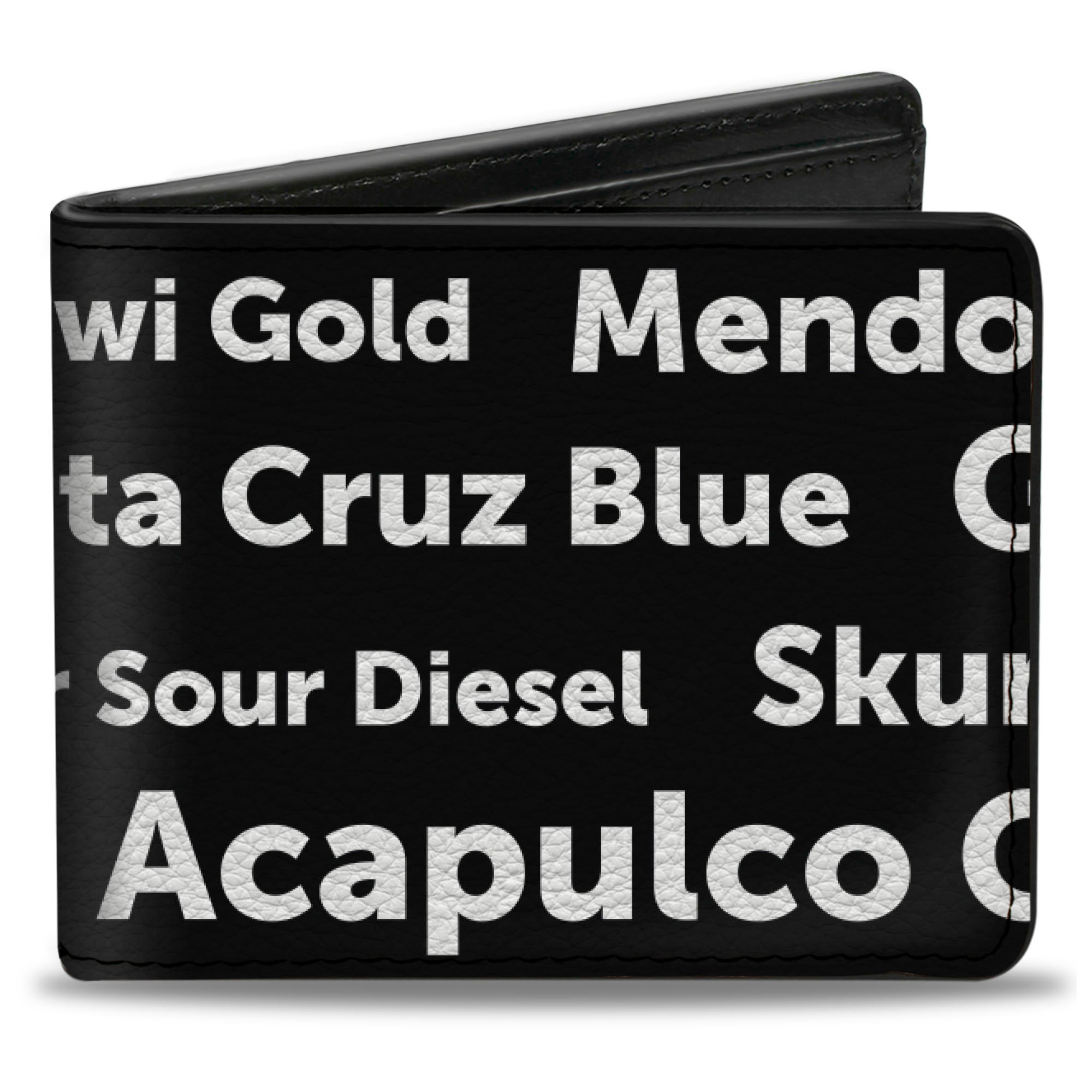 Bi-Fold Wallet - Verbiage Marijuana Strains Black White Bi-Fold Wallets Buckle-Down