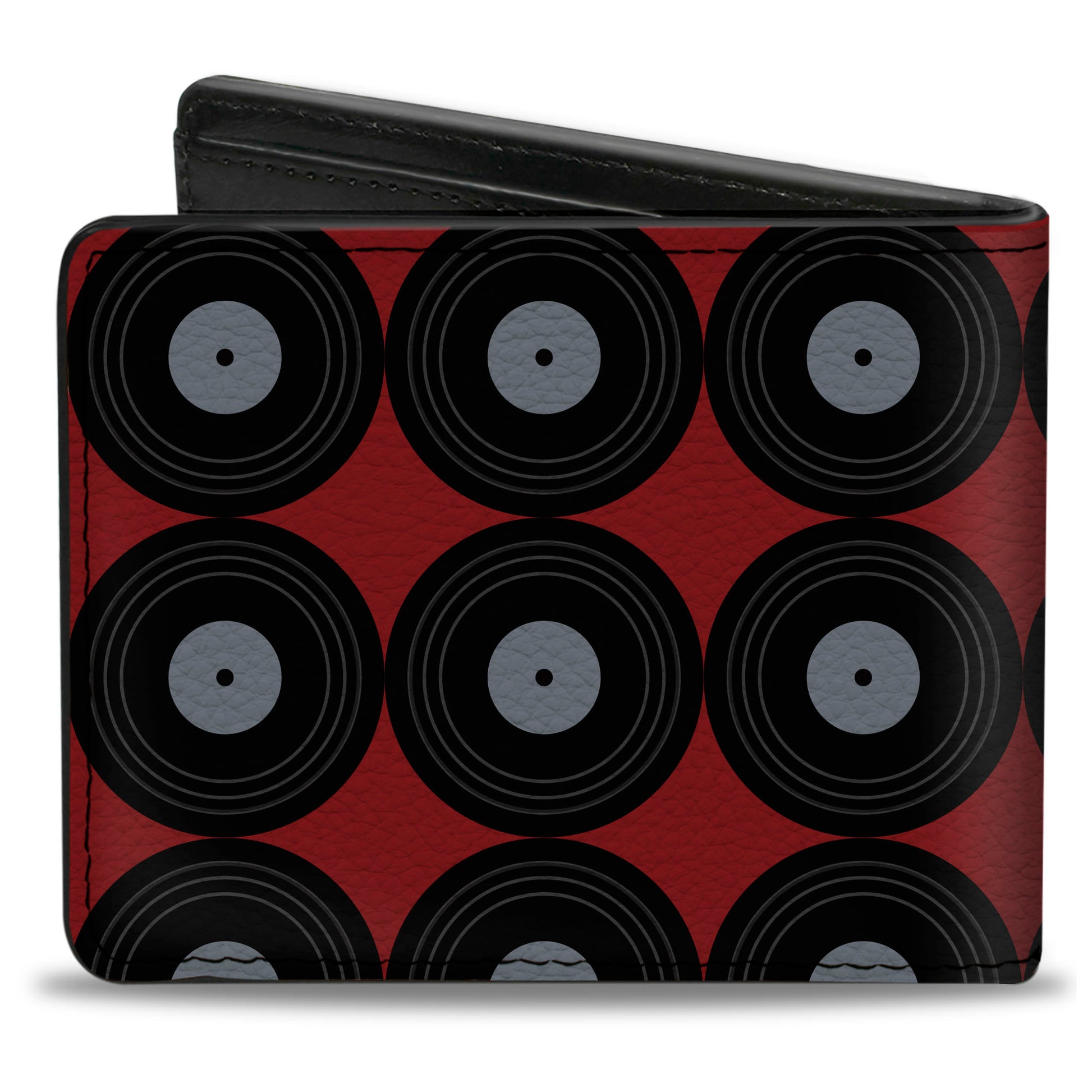 Bi-Fold Wallet - Vinyl Records 2-Stripe Red Black Gray Bi-Fold Wallets Buckle-Down