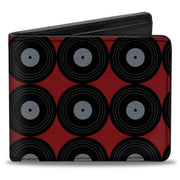 Bi-Fold Wallet - Vinyl Records 2-Stripe Red Black Gray Bi-Fold Wallets Buckle-Down
