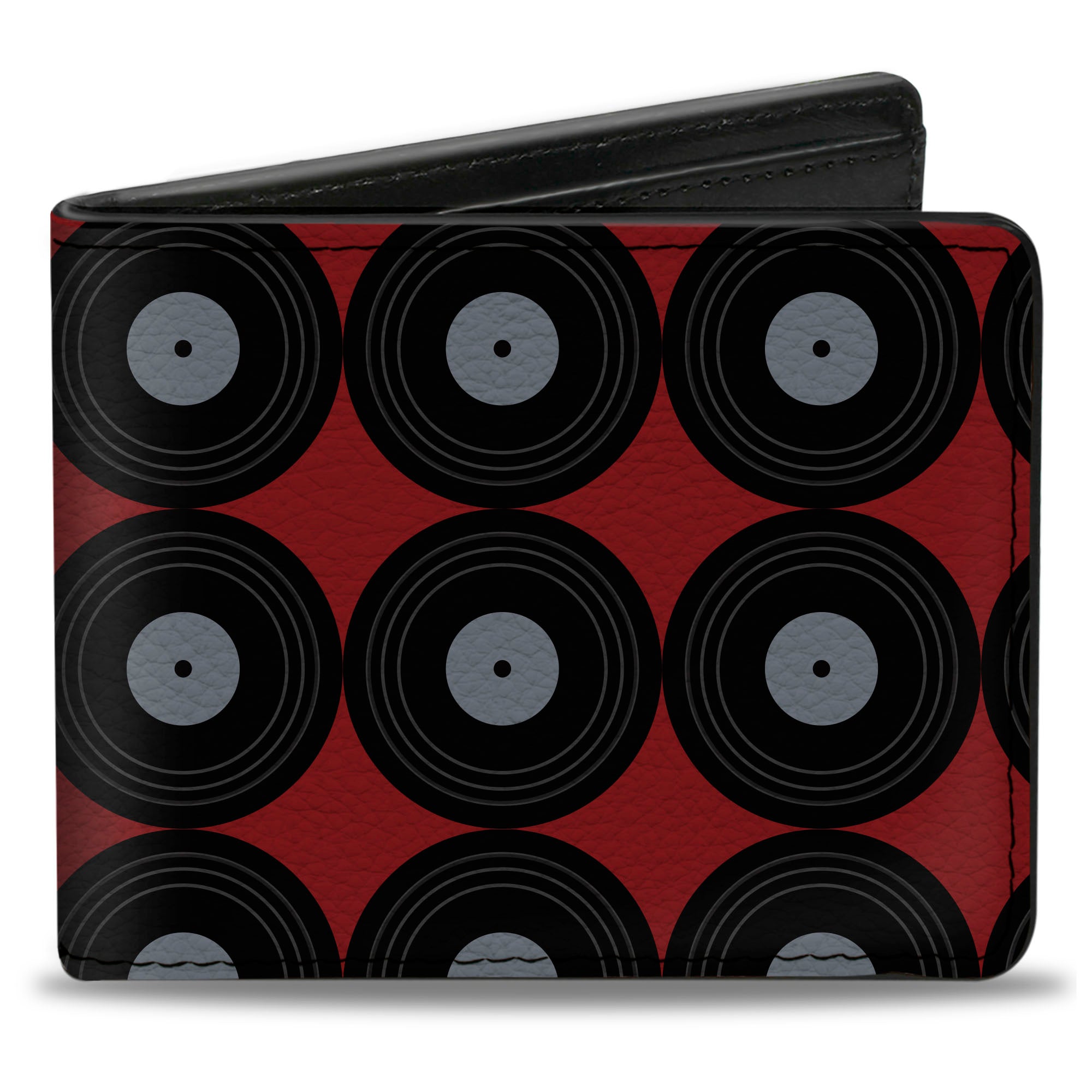 Bi-Fold Wallet - Vinyl Records 2-Stripe Red Black Gray Bi-Fold Wallets Buckle-Down