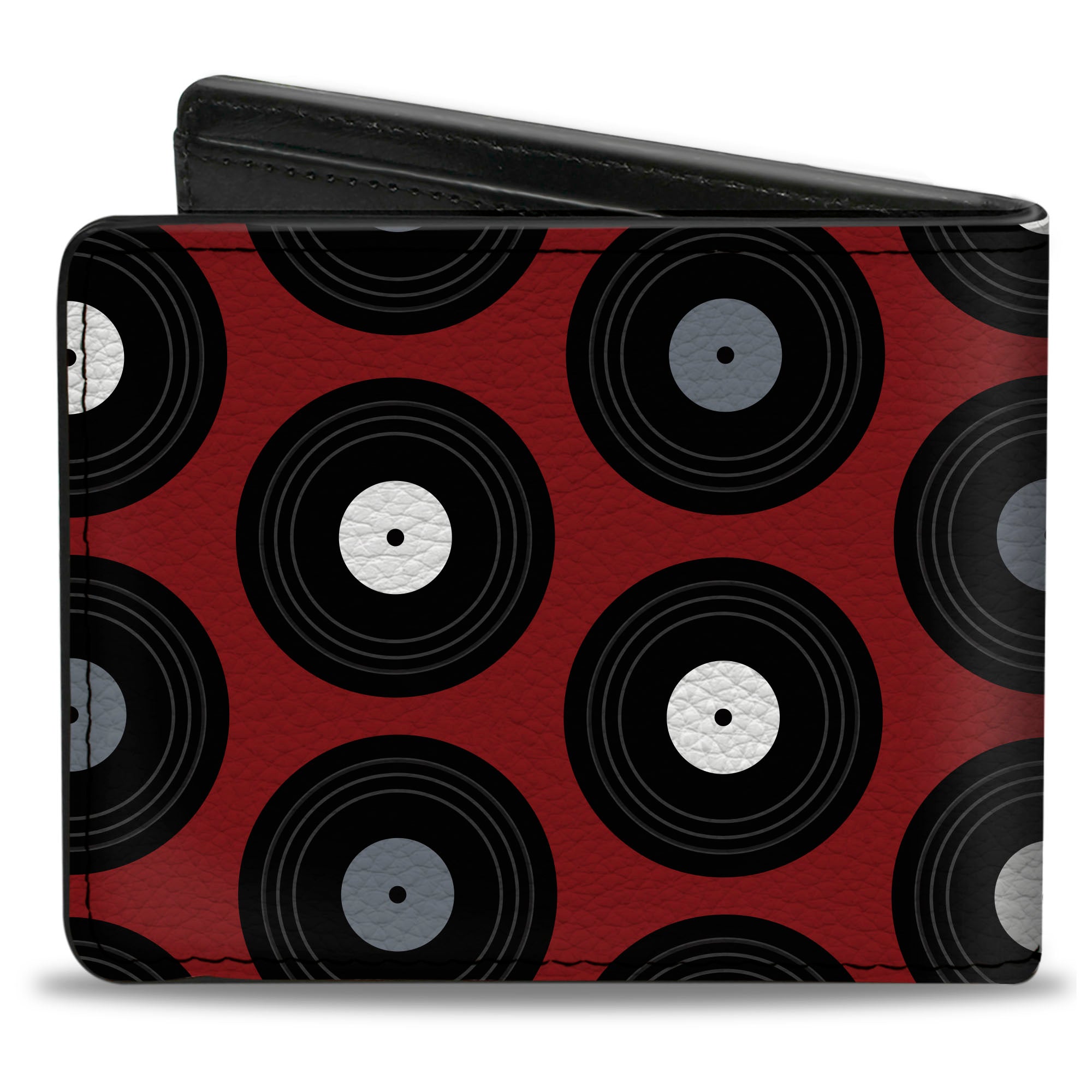 Bi-Fold Wallet - Vinyl Records Red Black Gray White Bi-Fold Wallets Buckle-Down