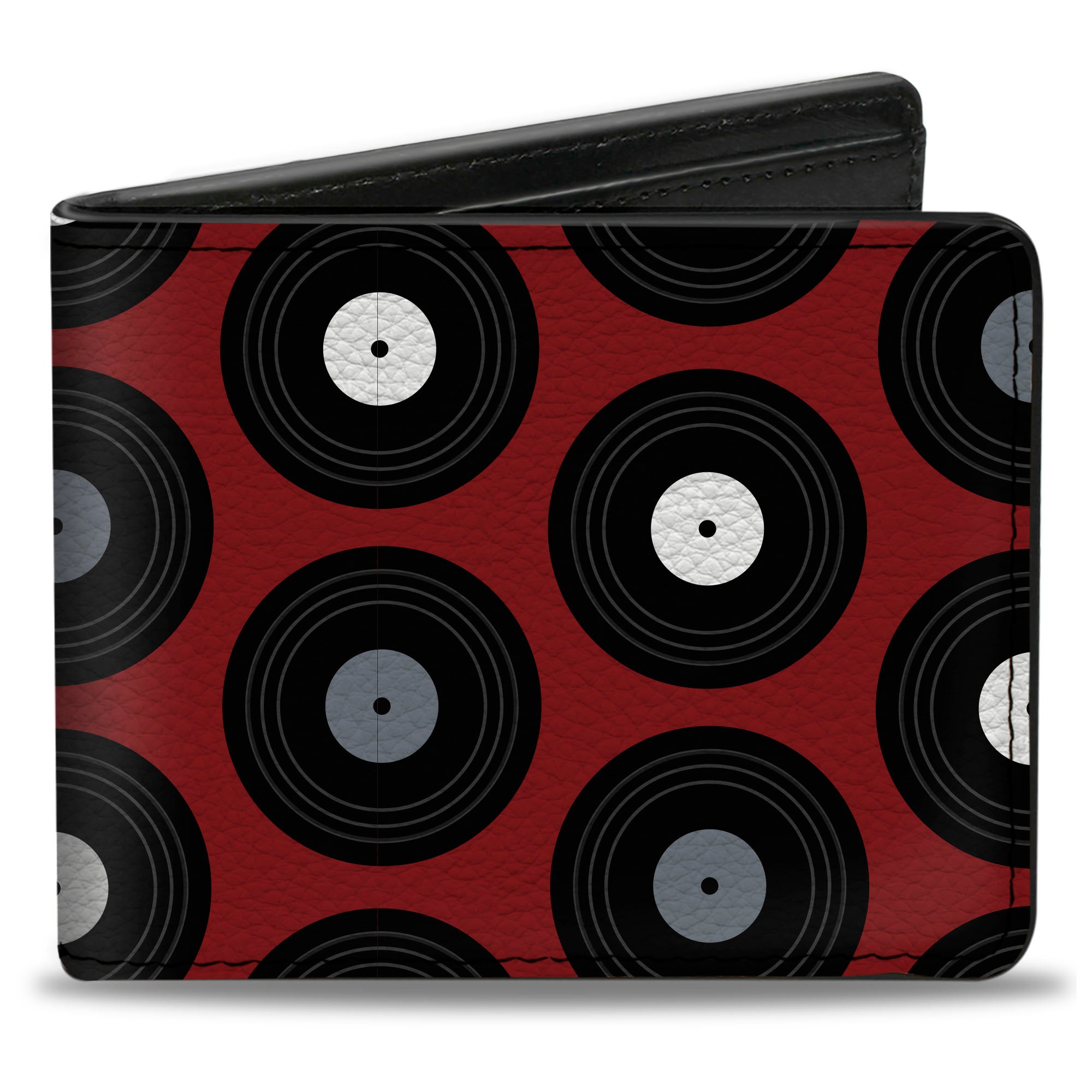 Bi-Fold Wallet - Vinyl Records Red Black Gray White Bi-Fold Wallets Buckle-Down