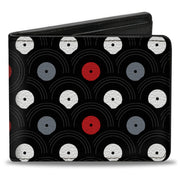 Bi-Fold Wallet - Vinyl Records Stacked Black Gray Red White Bi-Fold Wallets Buckle-Down