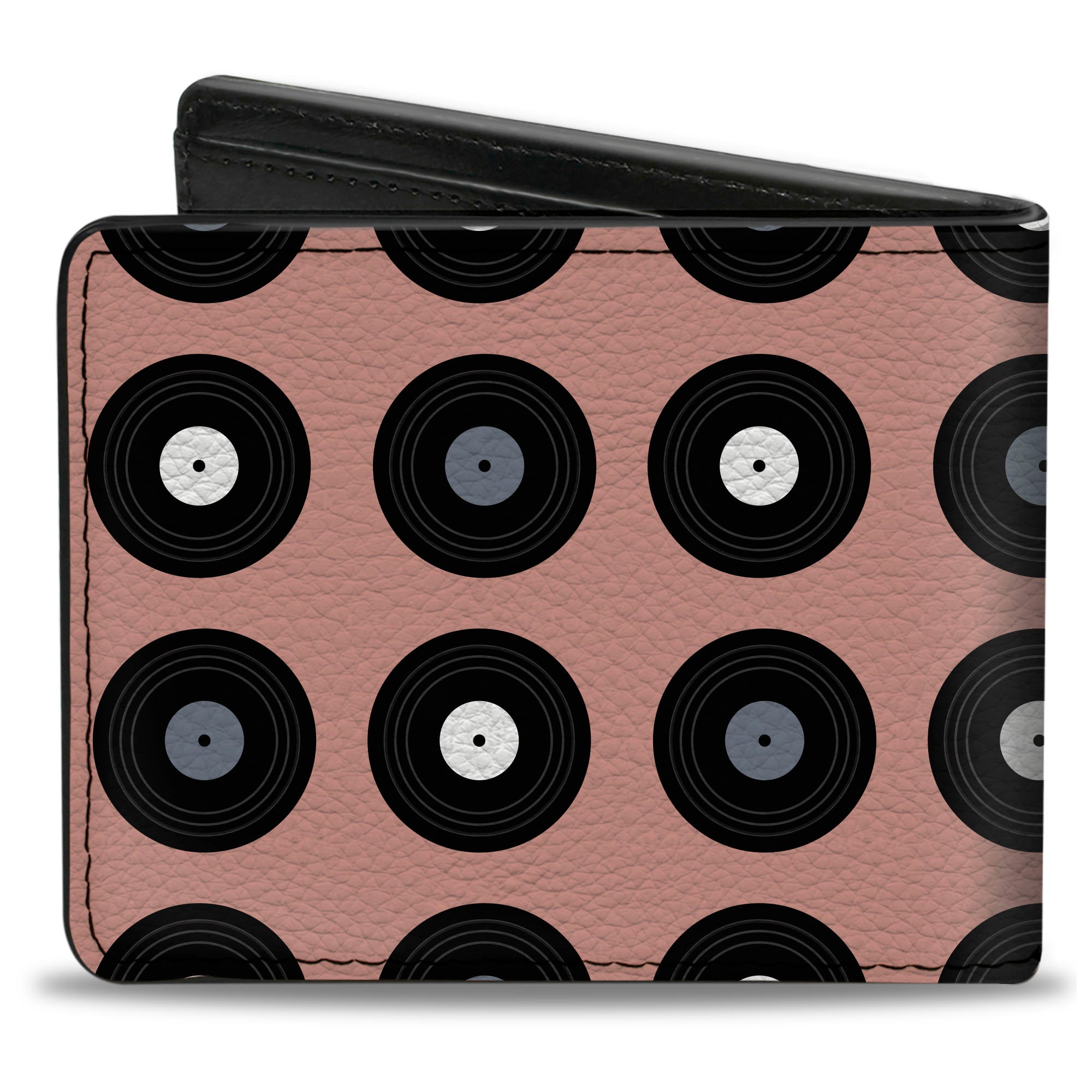 Bi-Fold Wallet - Vinyl Records Tan Black Gray White Bi-Fold Wallets Buckle-Down