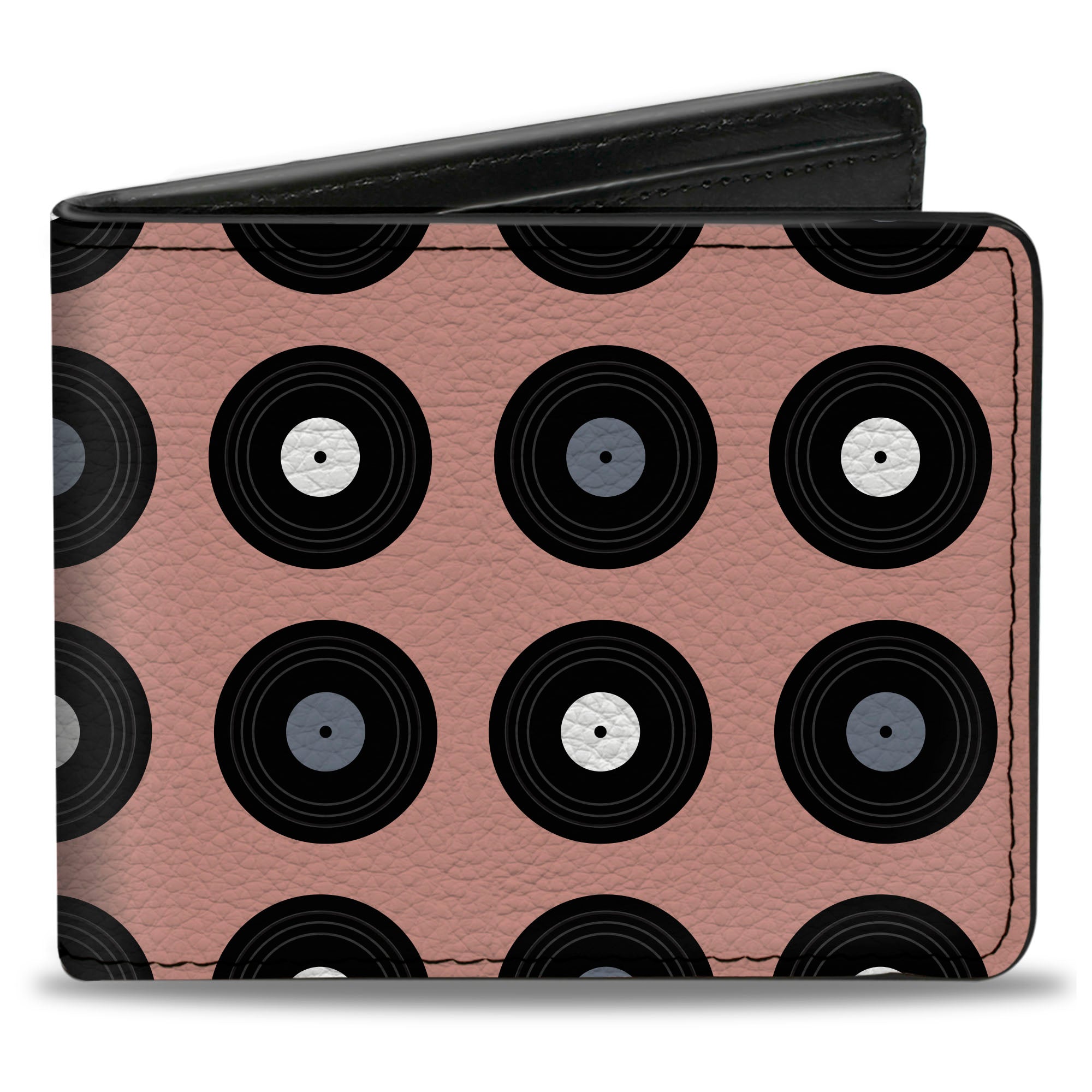Bi-Fold Wallet - Vinyl Records Tan Black Gray White Bi-Fold Wallets Buckle-Down