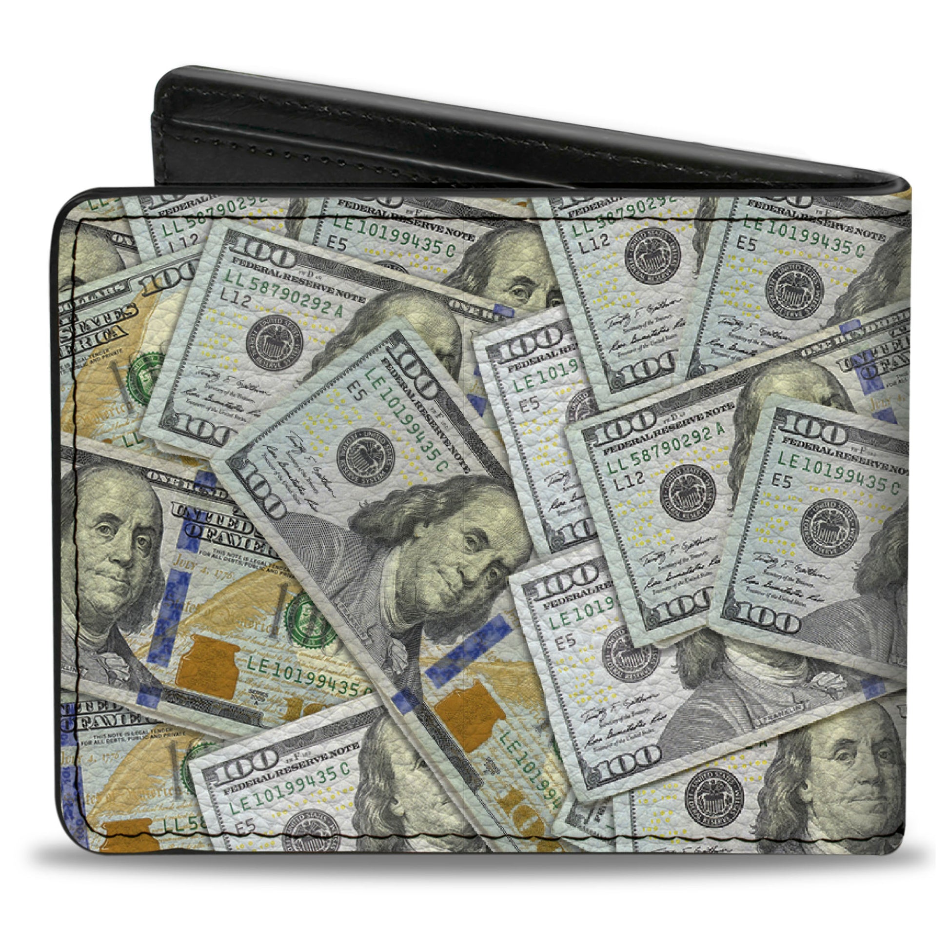 Bi-Fold Wallet - Vivid 100 Dollar Bills Stacked Bi-Fold Wallets Buckle-Down