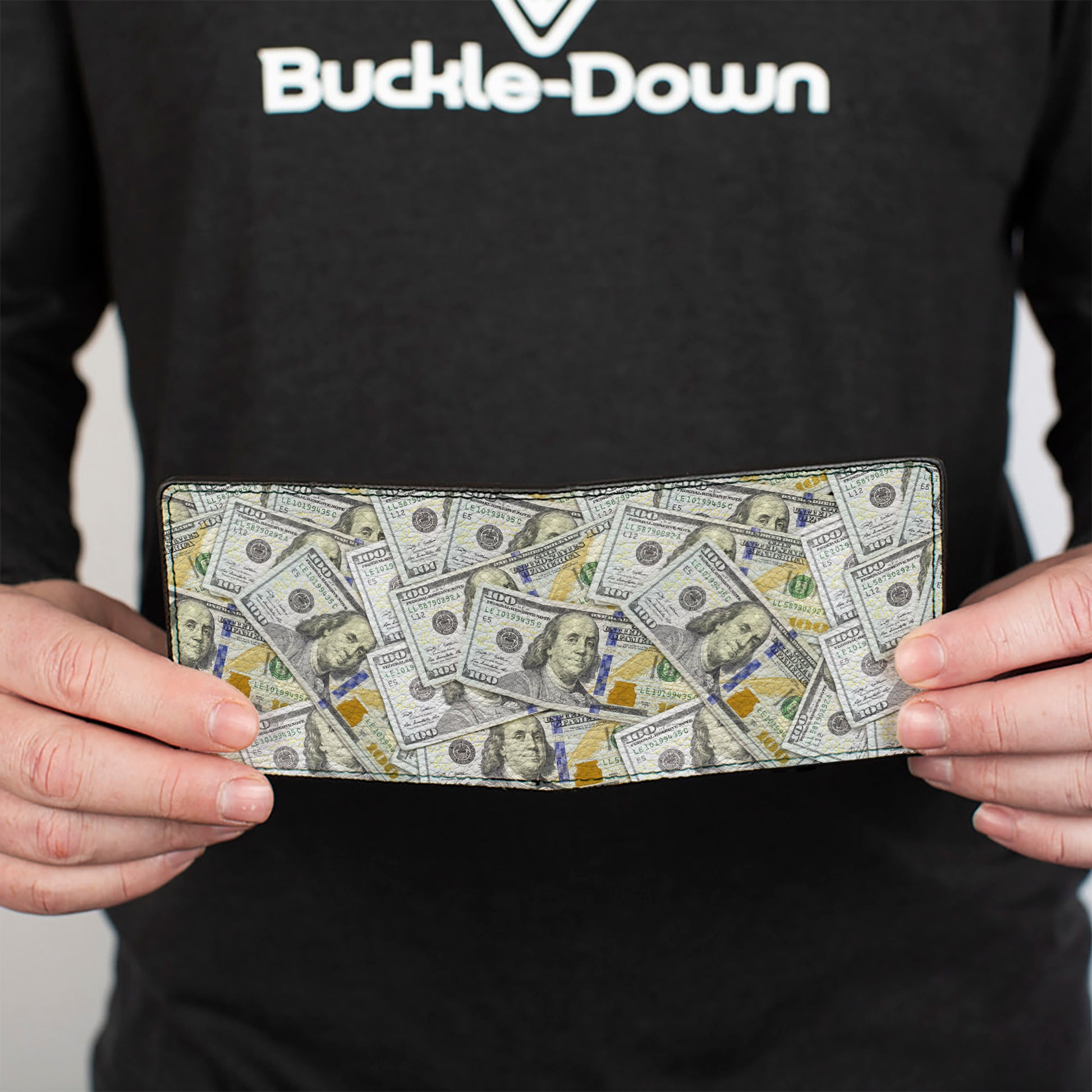 Bi-Fold Wallet - Vivid 100 Dollar Bills Stacked Bi-Fold Wallets Buckle-Down
