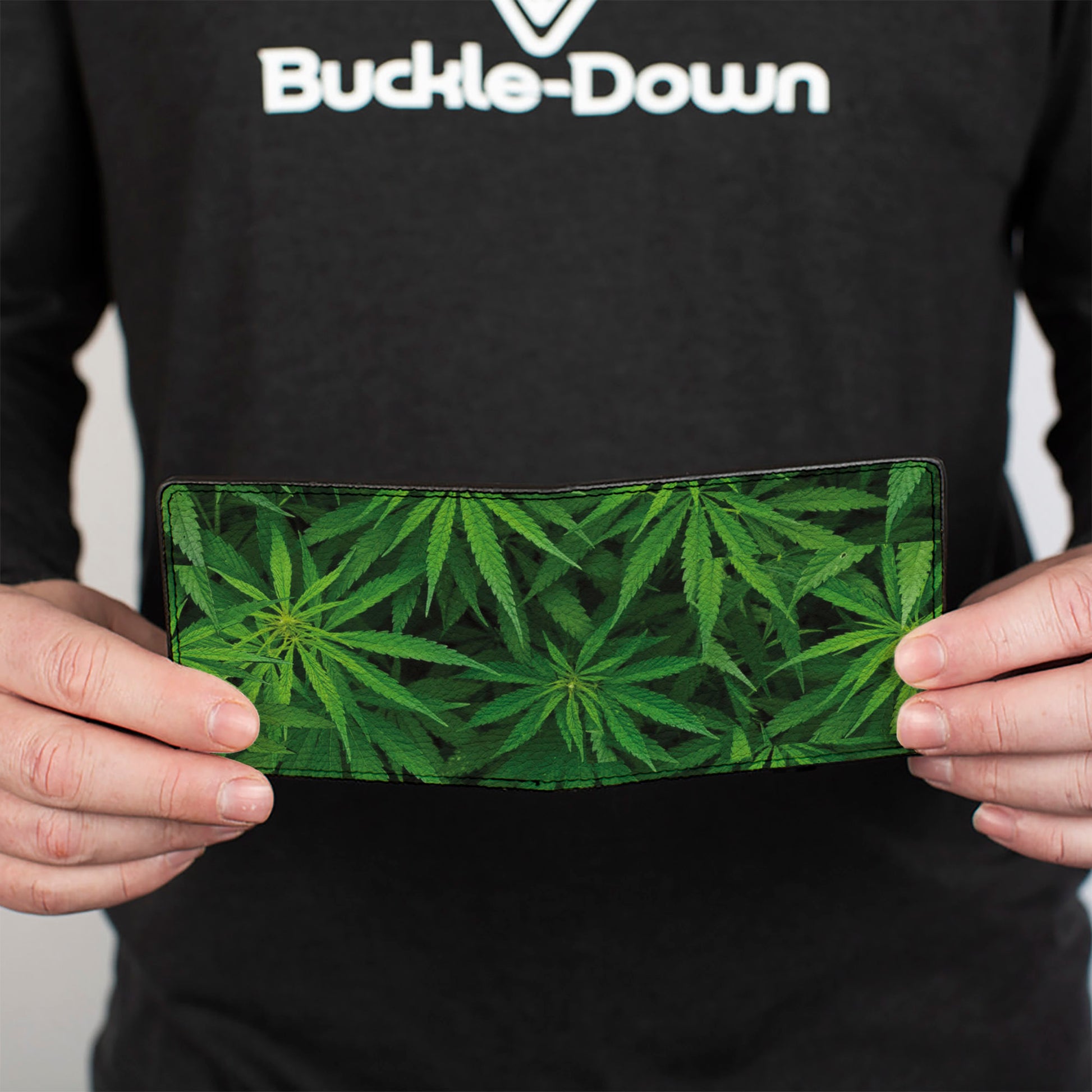 Bi-Fold Wallet - Vivid Marijuana Leaves Stacked3 Greens Bi-Fold Wallets Buckle-Down