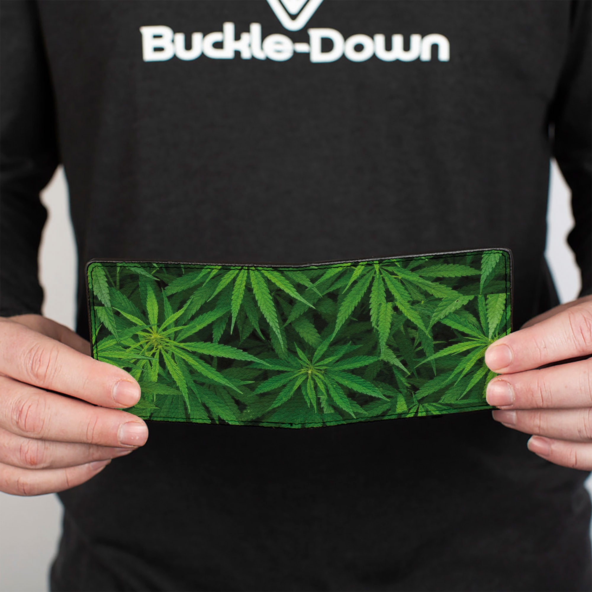 Bi-Fold Wallet - Vivid Marijuana Leaves Stacked3 Greens Bi-Fold Wallets Buckle-Down