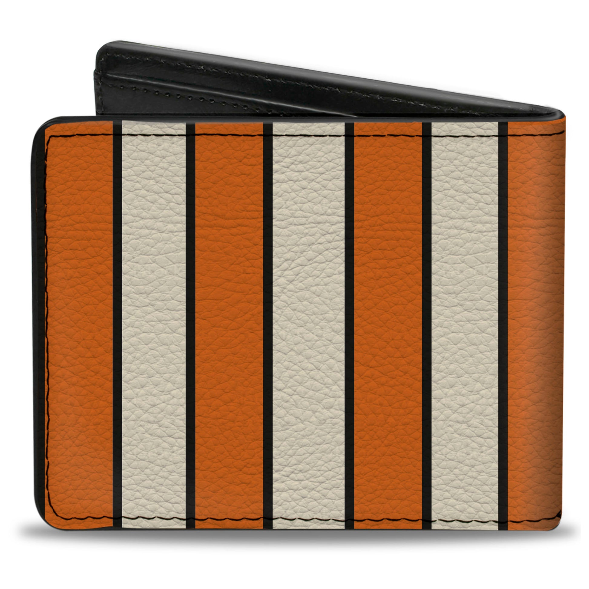 Bi-Fold Wallet - Vertical Stripes2 Black Orange Black White Bi-Fold Wallets Buckle-Down