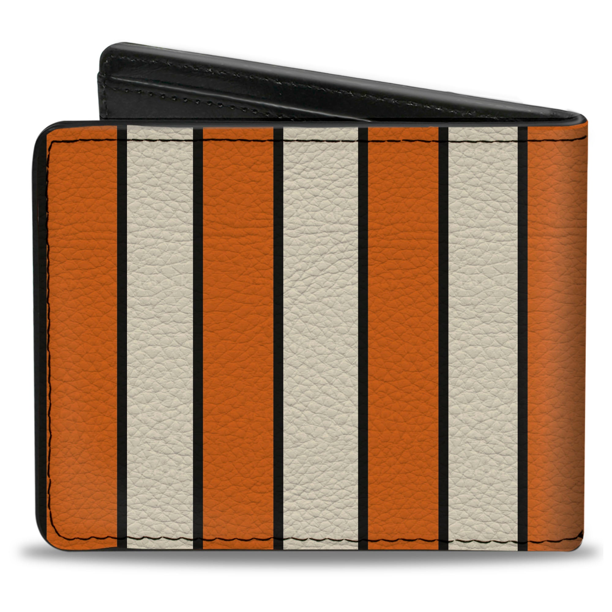 Bi-Fold Wallet - Vertical Stripes2 Black Orange Black White Bi-Fold Wallets Buckle-Down