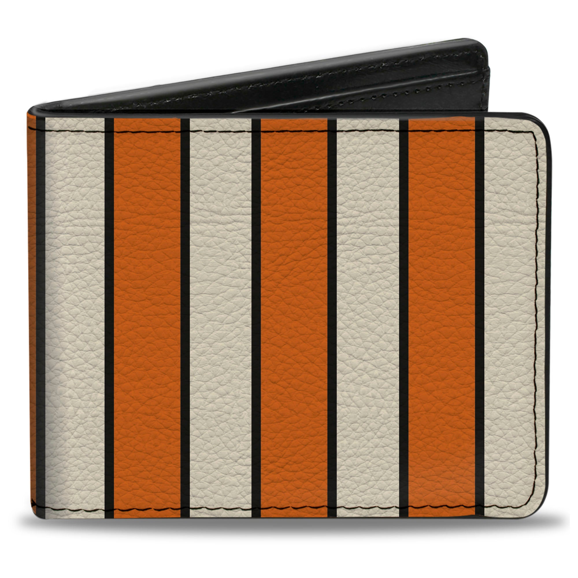 Bi-Fold Wallet - Vertical Stripes2 Black Orange Black White Bi-Fold Wallets Buckle-Down