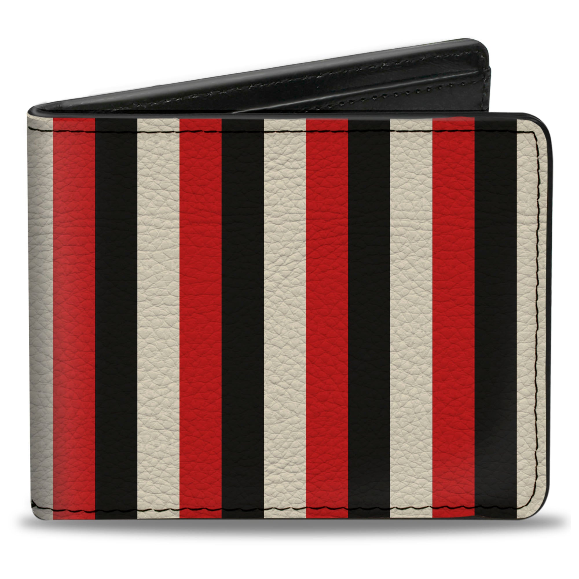 Bi-Fold Wallet - Vertical Stripes3 Black Bright Red White Bi-Fold Wallets Buckle-Down