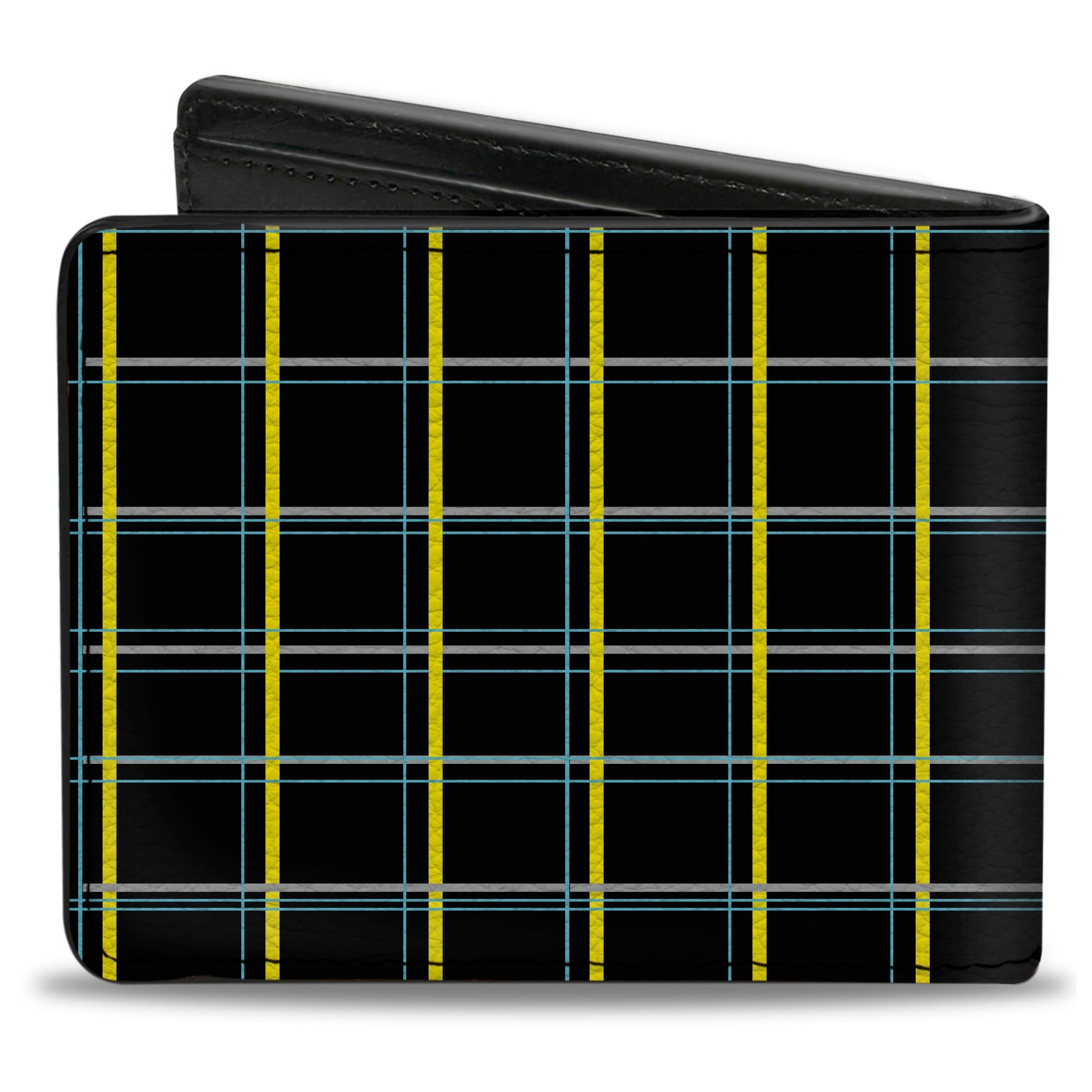 Bi-Fold Wallet - Wire Grid Black Turquoise Yellow Bi-Fold Wallets Buckle-Down