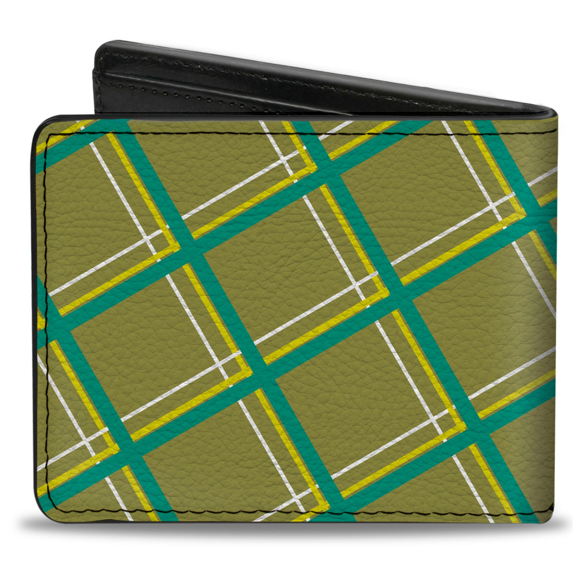 Bi-Fold Wallet - Wire Grid Tan Green Yellow Bi-Fold Wallets Buckle-Down