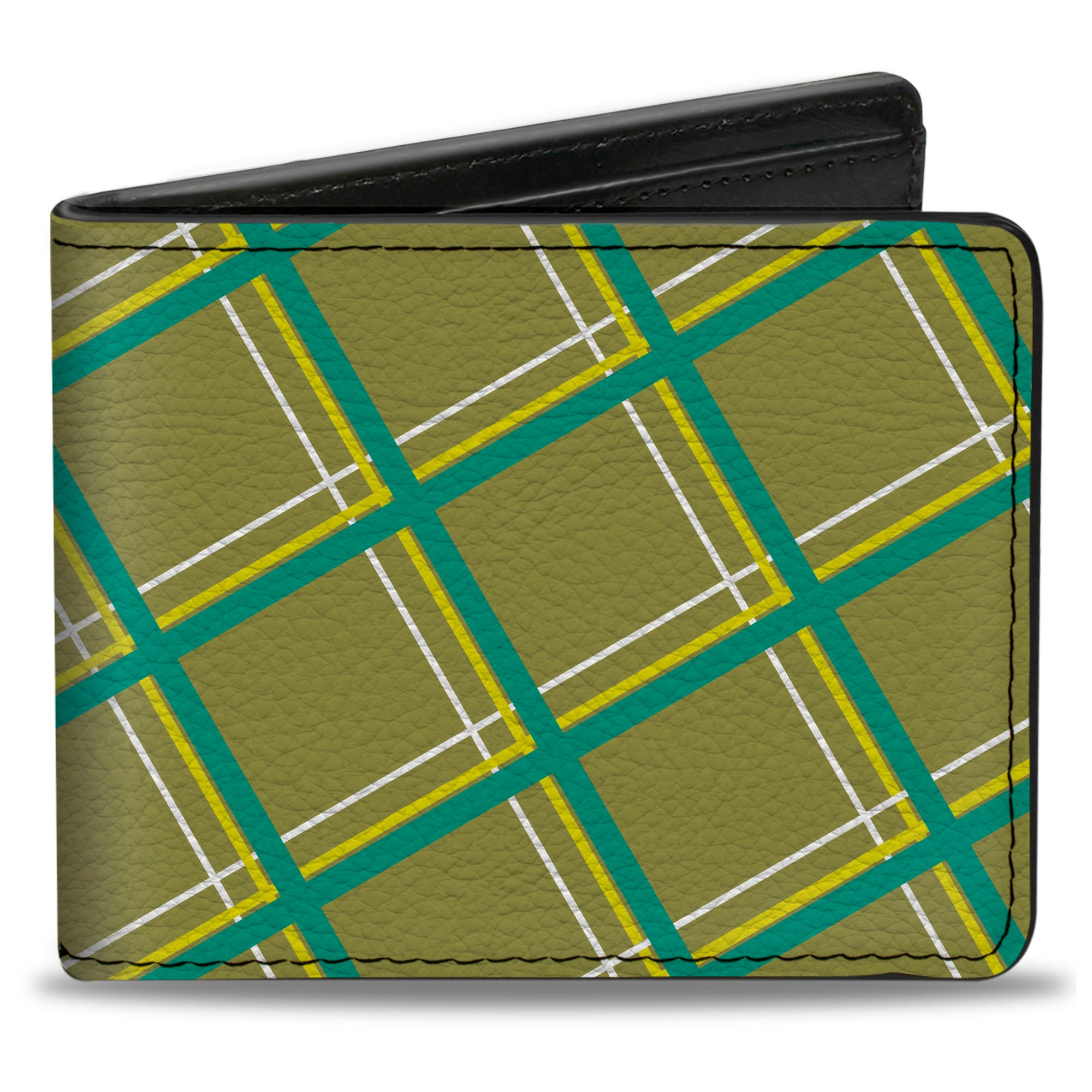 Bi-Fold Wallet - Wire Grid Tan Green Yellow Bi-Fold Wallets Buckle-Down