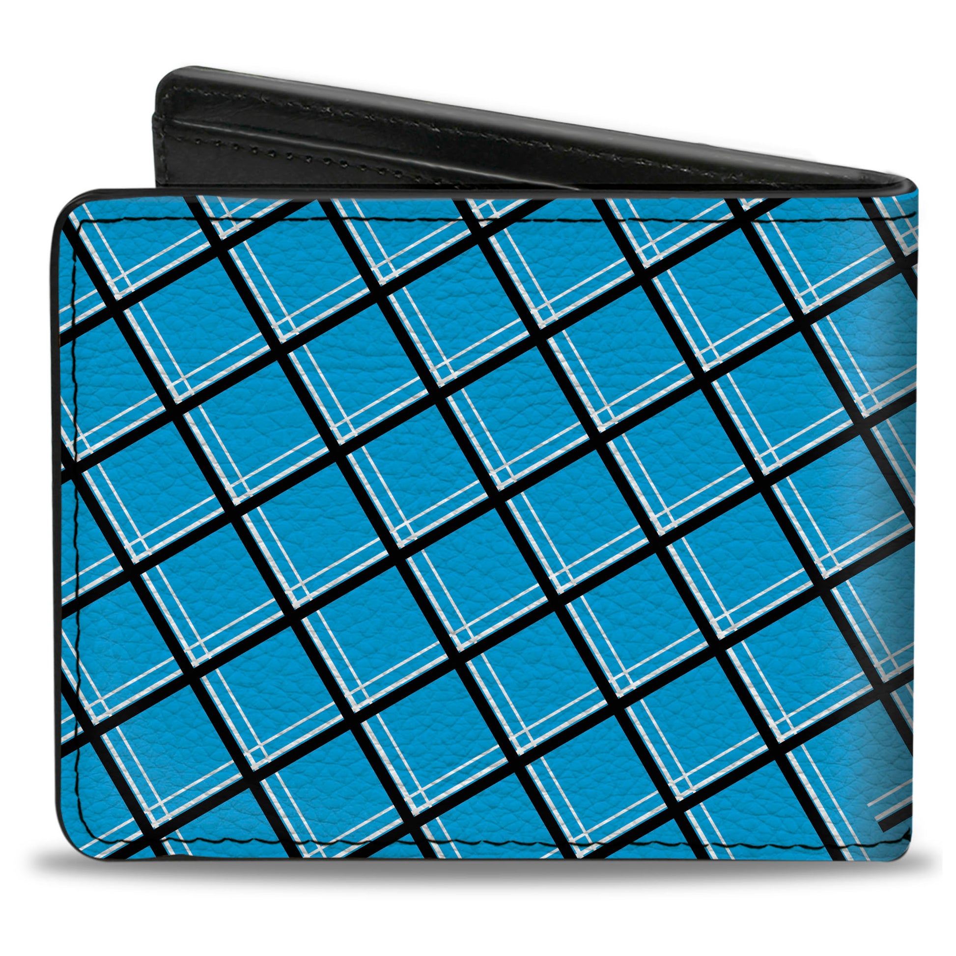 Bi-Fold Wallet - Wire Grid Baby Blue Black White Bi-Fold Wallets Buckle-Down