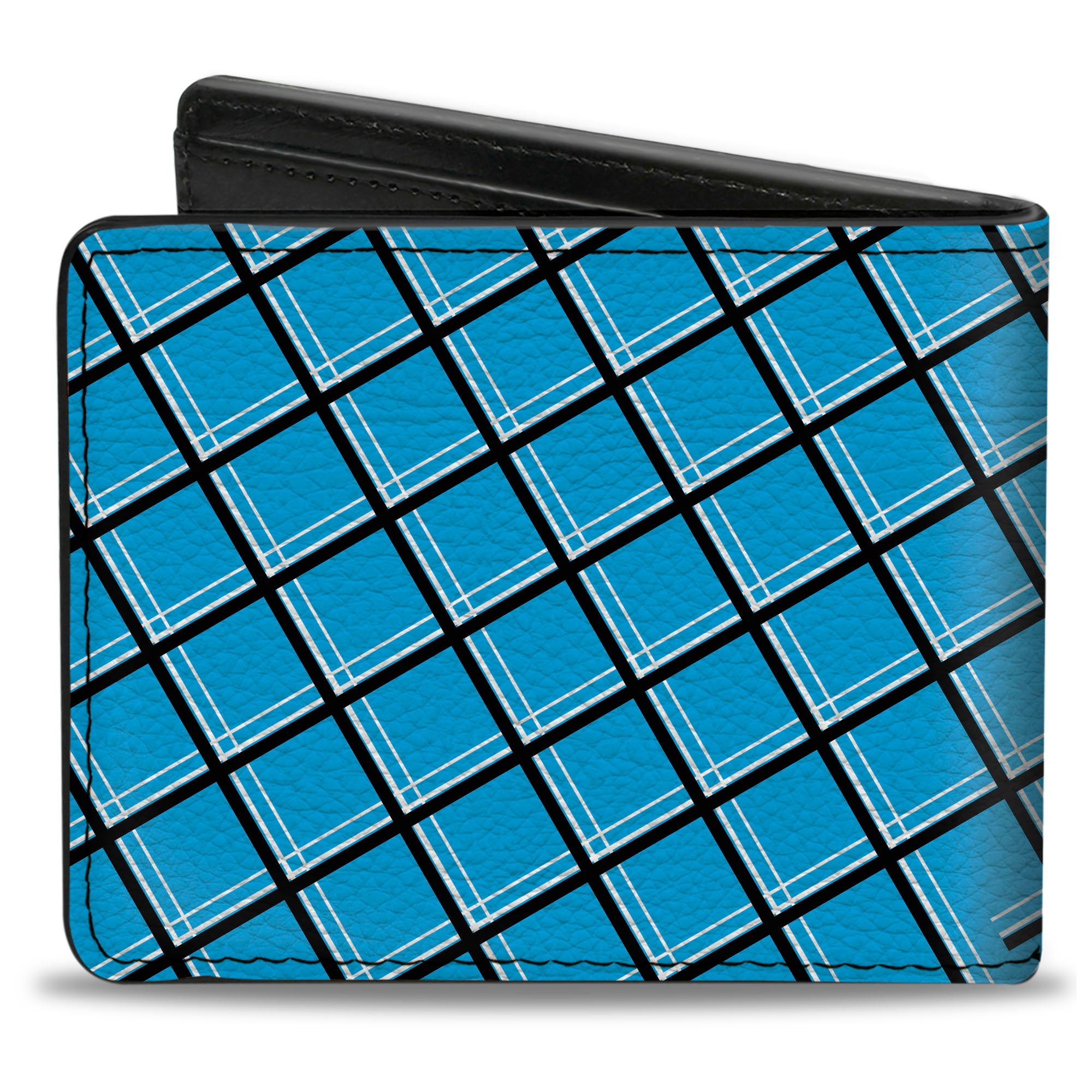 Bi-Fold Wallet - Wire Grid Baby Blue Black White Bi-Fold Wallets Buckle-Down