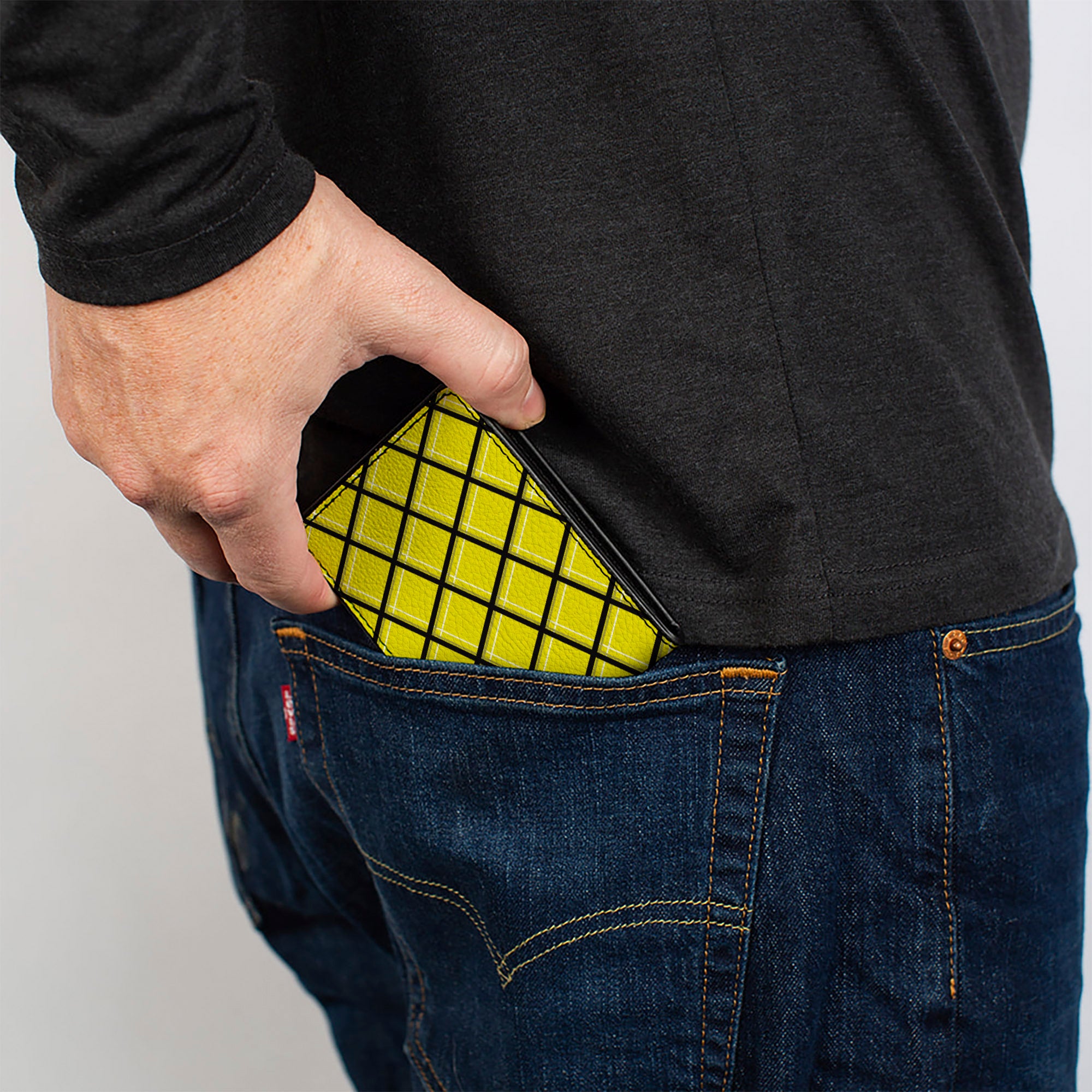 Bi-Fold Wallet - Wire Grid Yellow Black Gray Bi-Fold Wallets Buckle-Down
