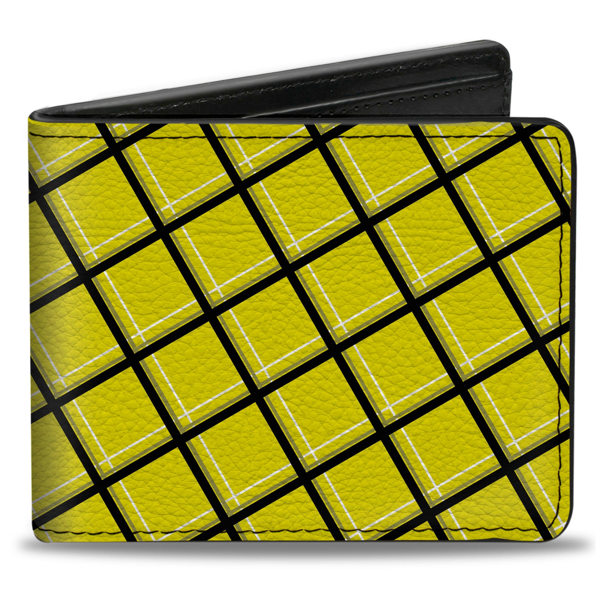 Bi-Fold Wallet - Wire Grid Yellow Black Gray Bi-Fold Wallets Buckle-Down