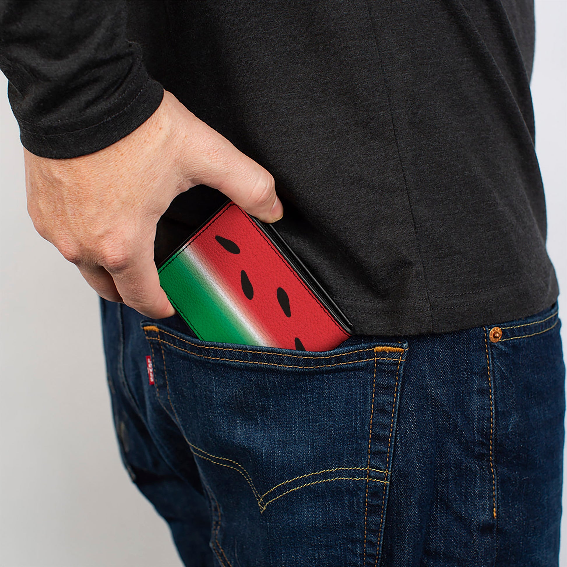 Bi-Fold Wallet - Watermelon Stripe Red Green Black Bi-Fold Wallets Buckle-Down