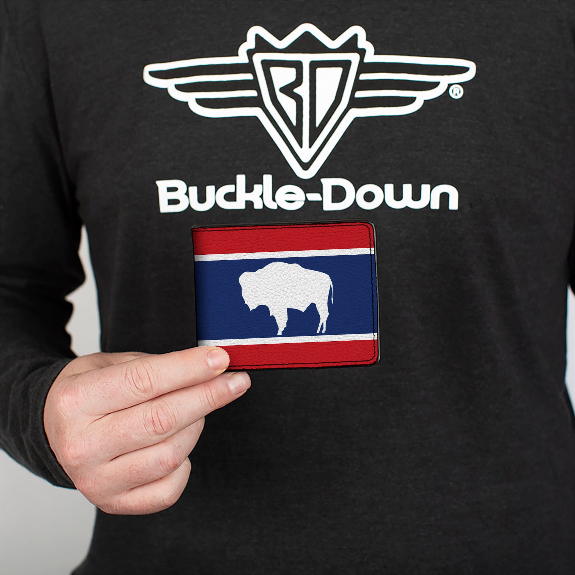 Bi-Fold Wallet - Wyoming Flags Bison Silhouette Bi-Fold Wallets Buckle-Down