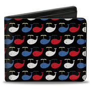 Bi-Fold Wallet - Whales Navy Red White Blue Bi-Fold Wallets Buckle-Down