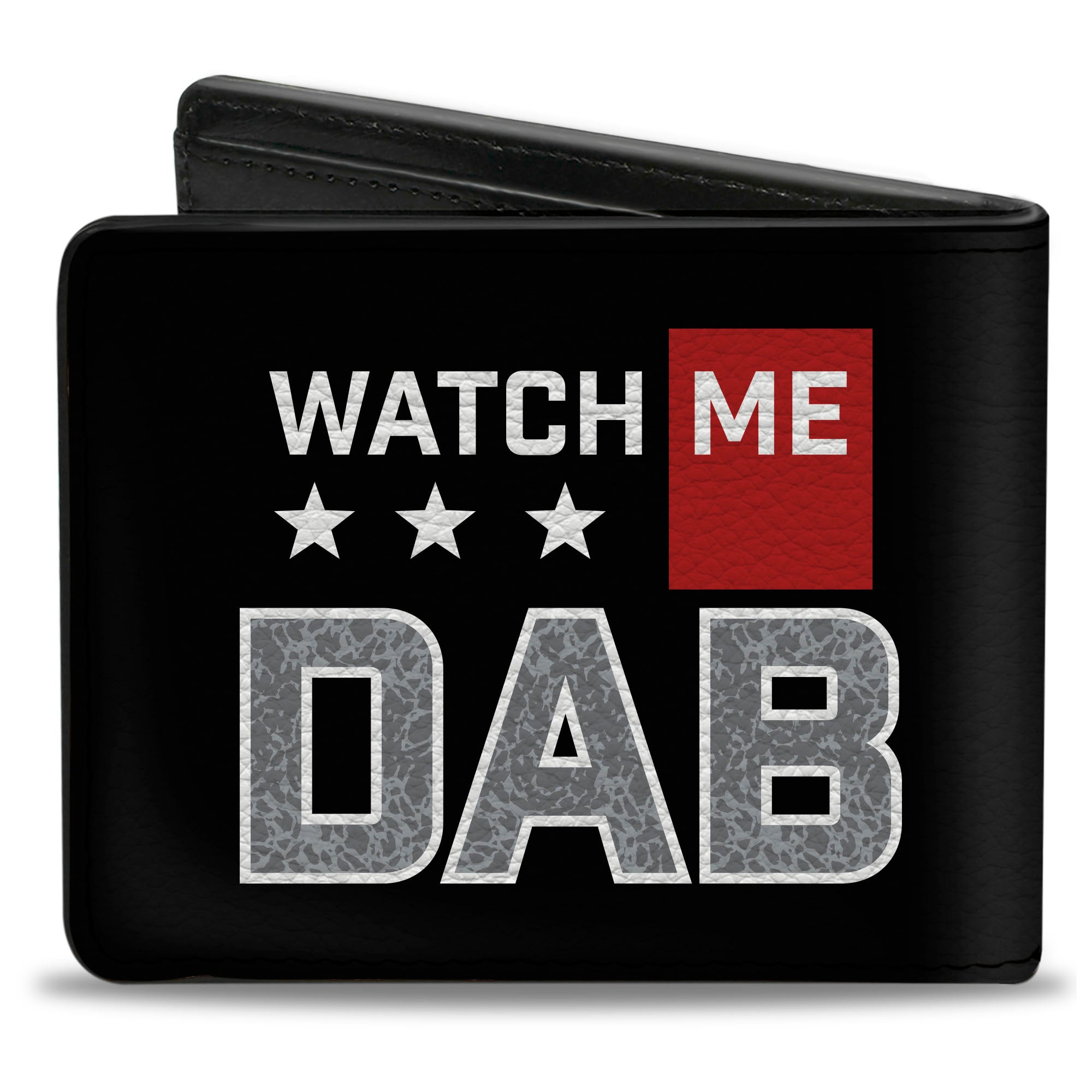 Bi-Fold Wallet - WATCH ME DAB Stars Black Red White Crackle Gray Bi-Fold Wallets Buckle-Down